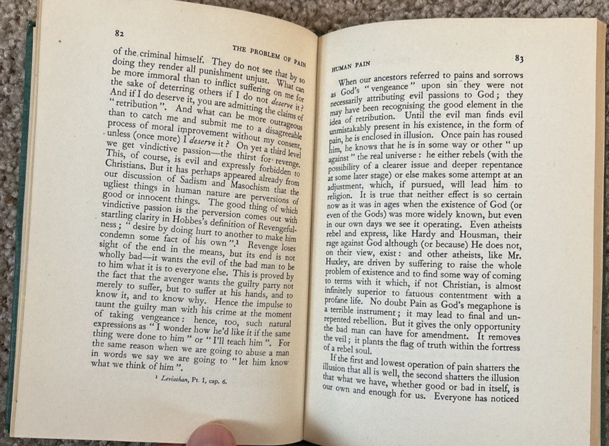 The Problem of Pain by C.S. Lewis – The Macmillan Co. 1944 HC