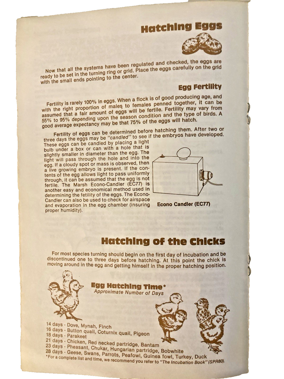 Hatching Manual, Marsh Manufacturing, Inc.