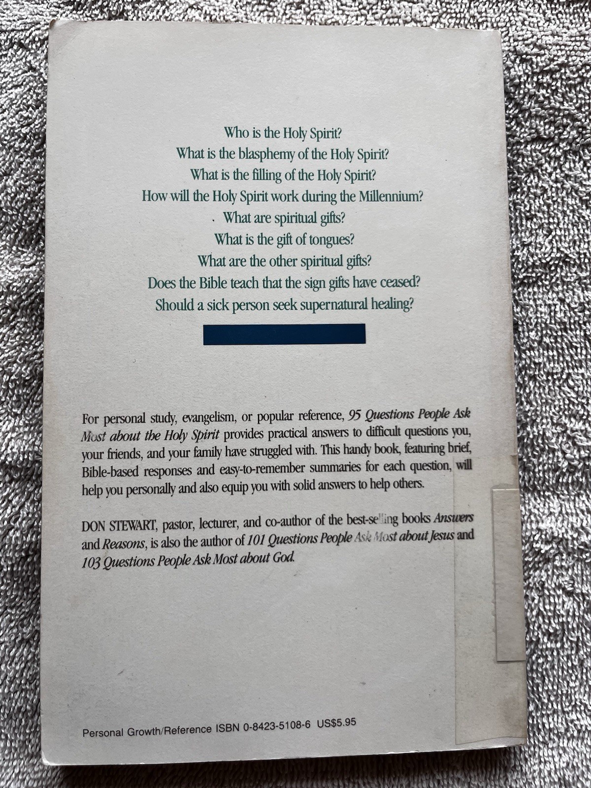 95 Questions People Ask Most About The Holy Spirit – By Stewart – 1987 – VGood