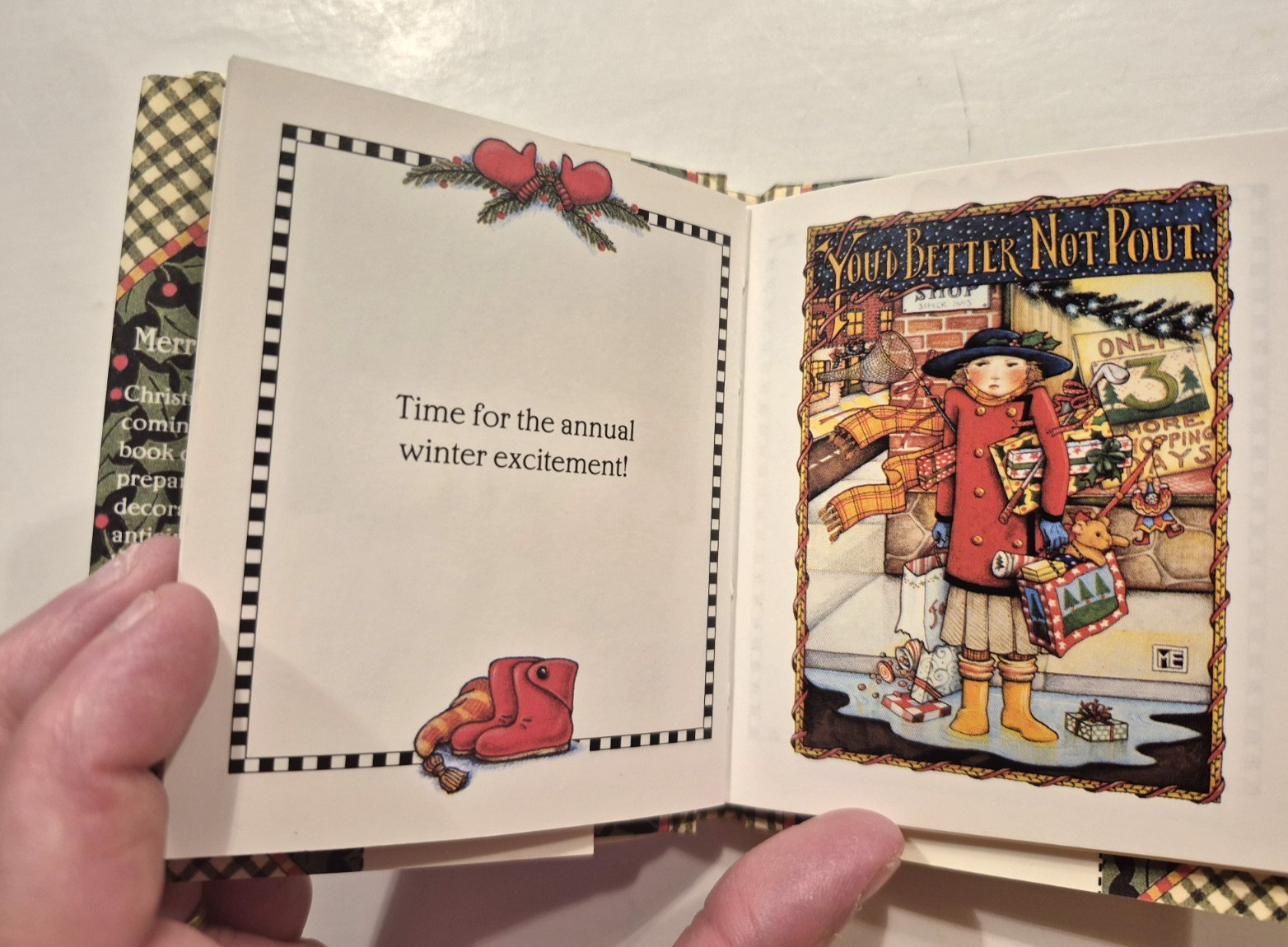 Mary Engelbreit Christmas Mini Book Merrily Merrily With Jacket Vintage 1995 EUC