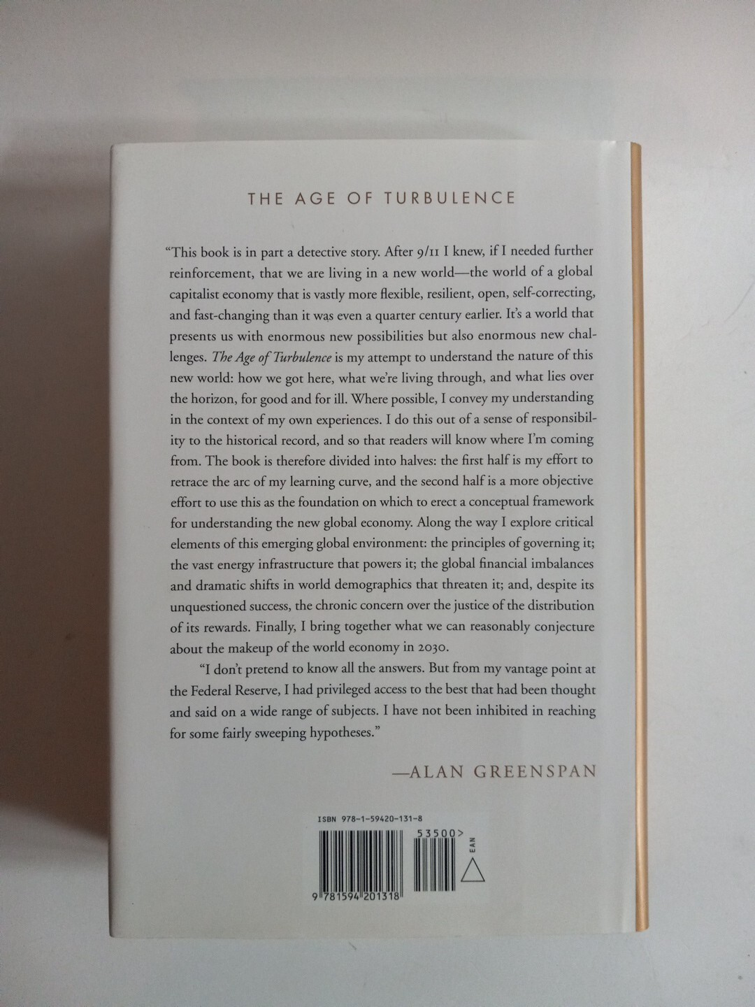 The Age of Turbulence Adventures in a New World by Alan Greenspan – LIKE NEW HC
