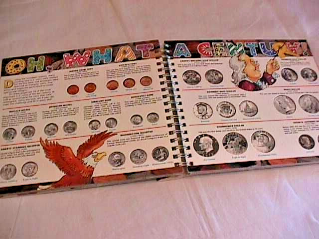 VINTAGE 2000 COIN COLLECTING SPIRAL BOUND BOOK HARDCOVER with 3 COINS