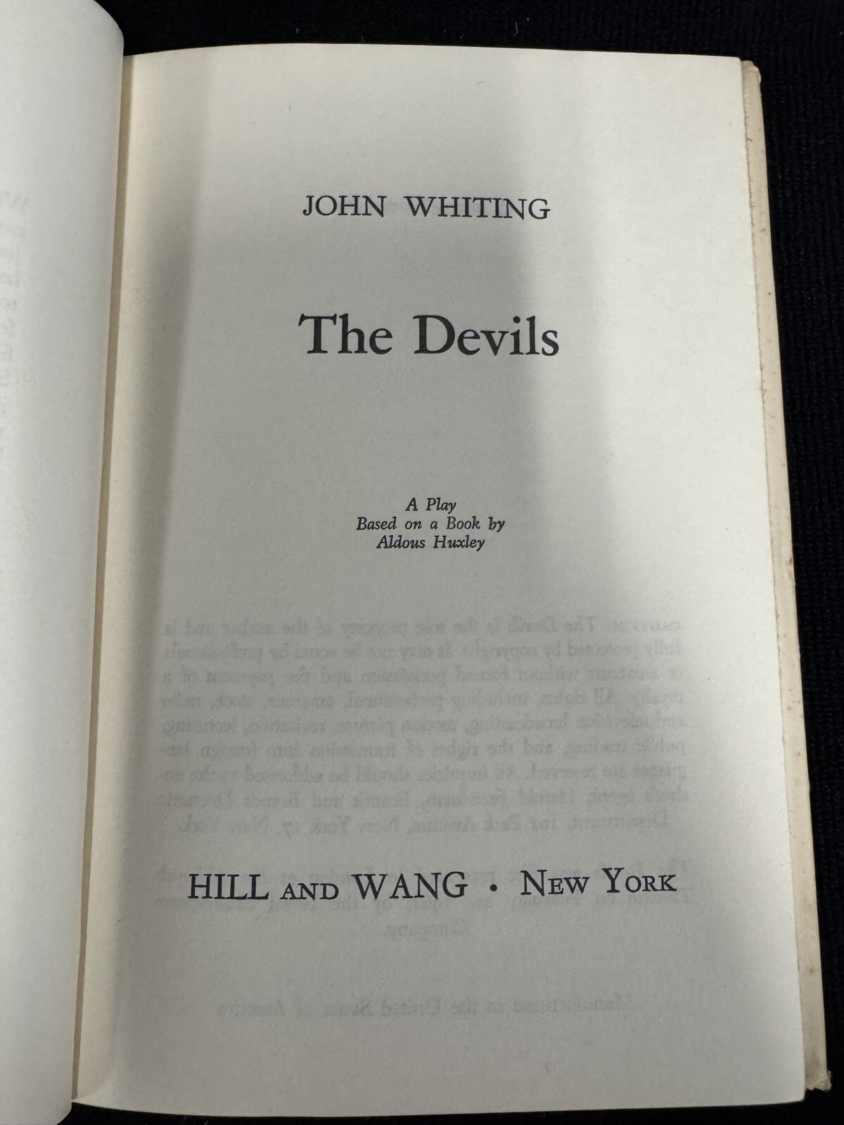 The Devils by John Whiting (1961, Hill and Wang) Hardcover HCDJ
