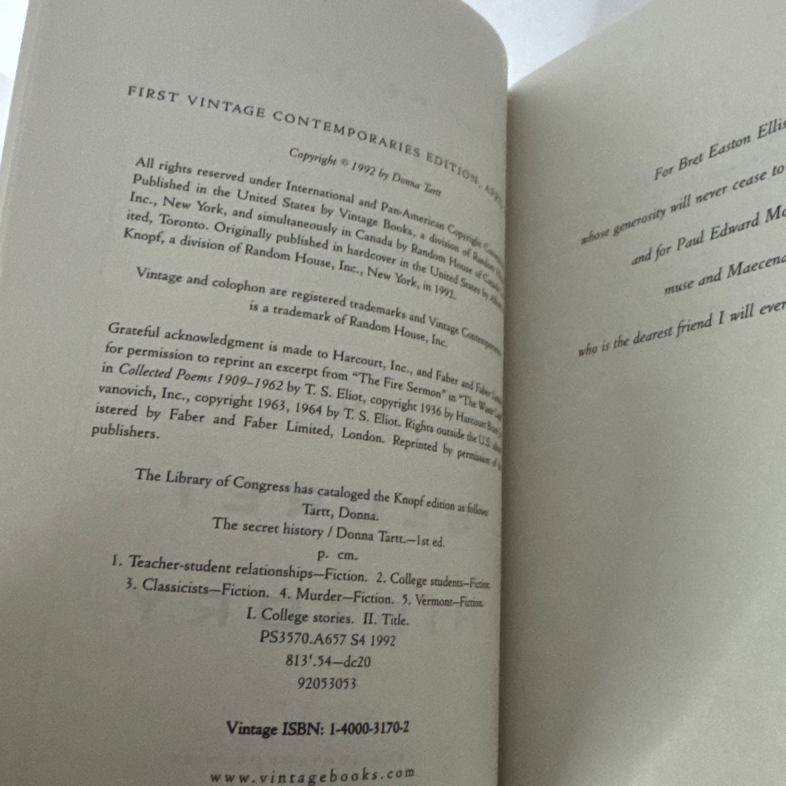 The Secret History, Tartt, Donna, Literary Fiction Novel