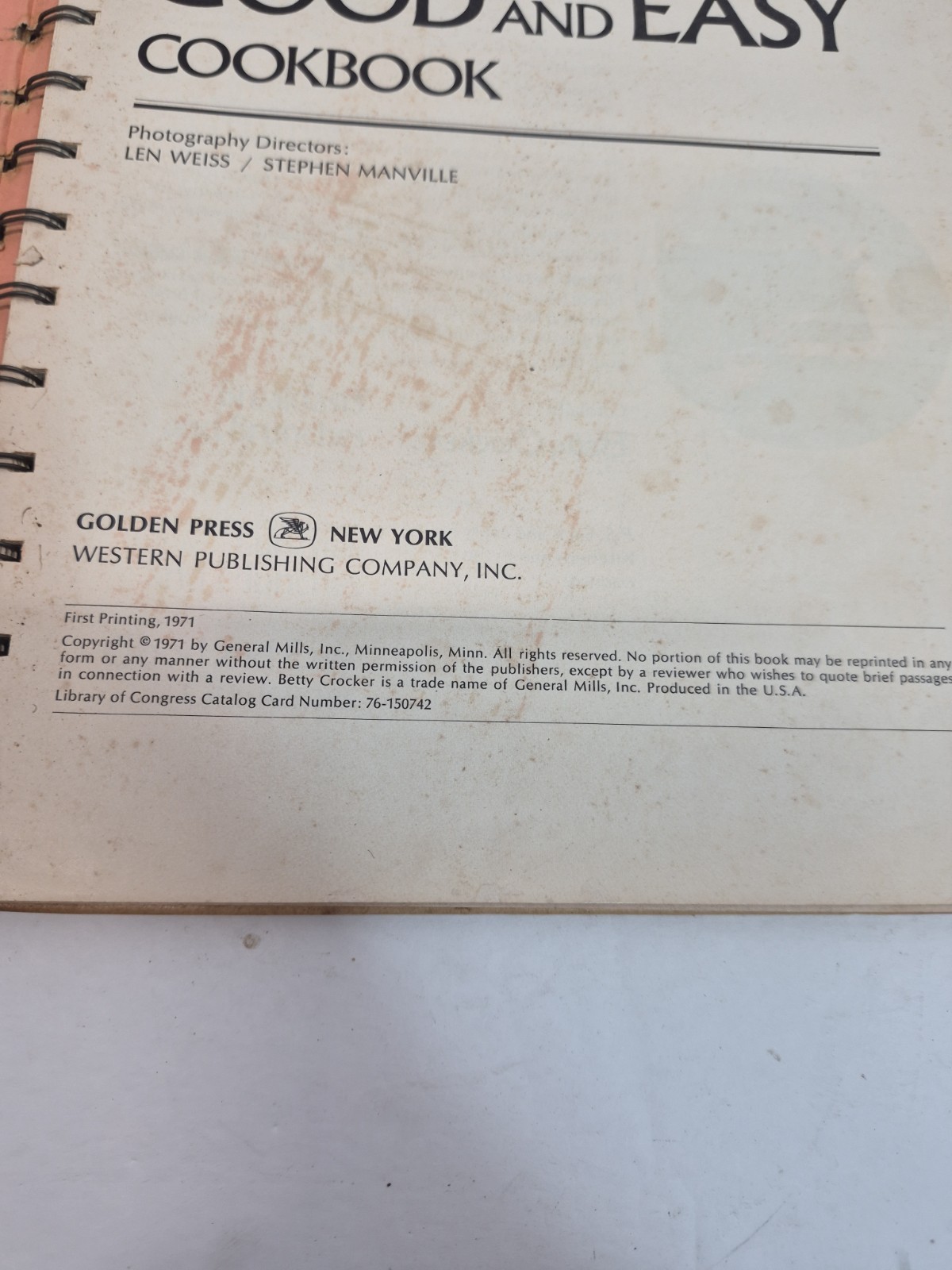 Vintage 1971 Betty Crocker’s GOOD AND EASY COOKBOOK Golden Press 1st Printing