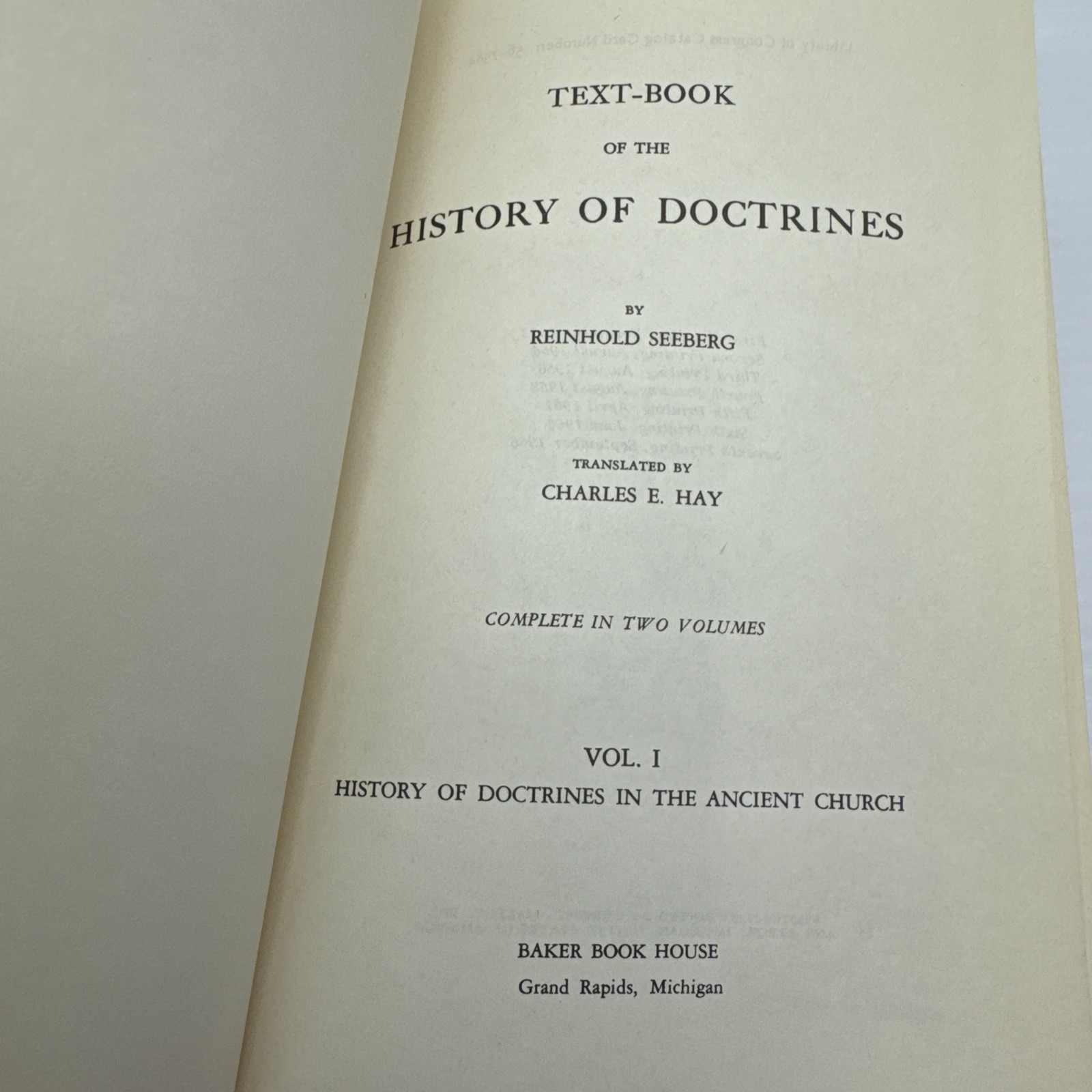 Textbook of the History of Doctrines Reinhold Seeberg Vol. 1 HC Baker Book House