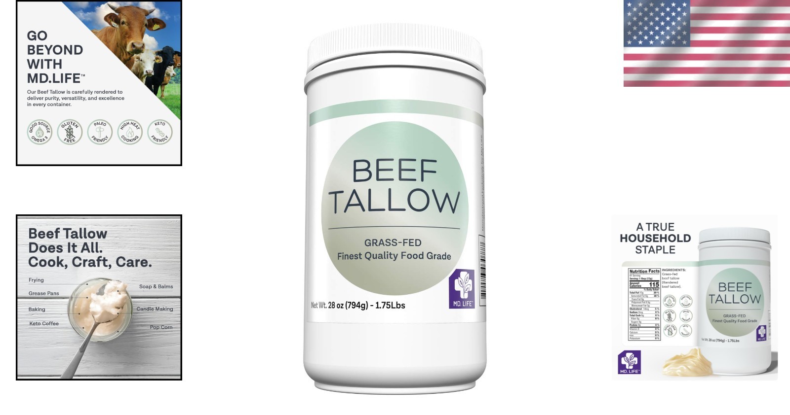 28oz Keto Friendly Beef Tallow – Grass Fed Cooking Oil for Health and Wellness