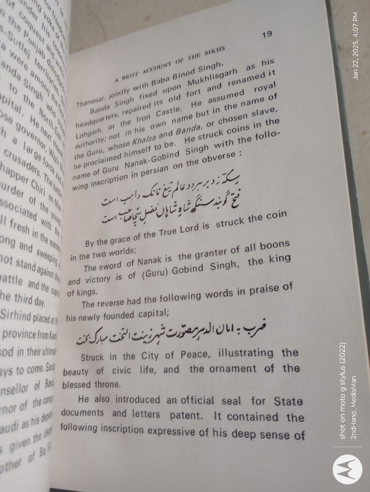 1977 A BRIEF ACCOUNT OF THE SIKHS GANDA SINGH HC/HARDCOVER BOOK