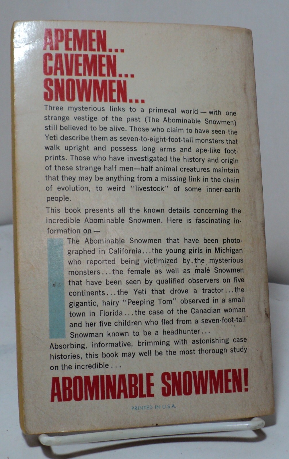The Abominable Snowman by Eric Norman – Award A479S – 1969