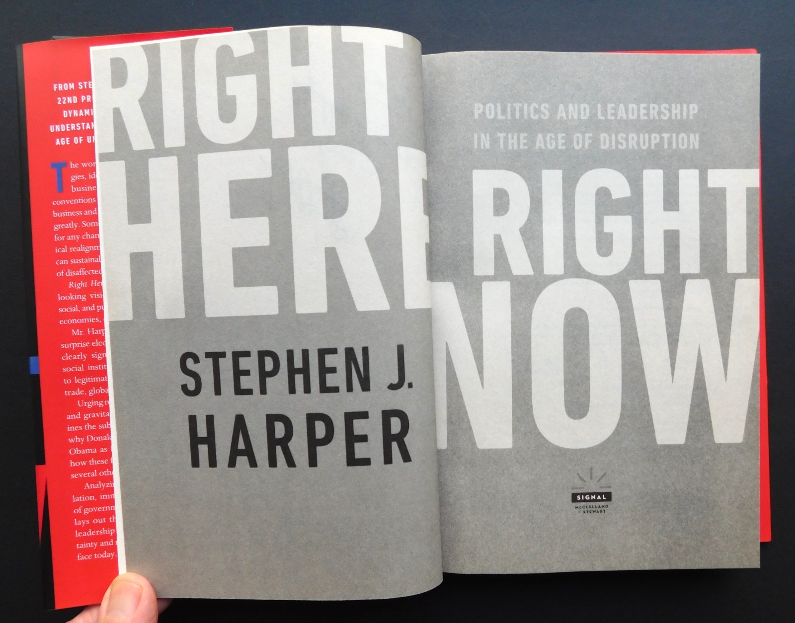 *SIGNED* Canada Prime Minister STEPHEN HARPER 232 pages HC RIGHT HERE RIGHT NOW