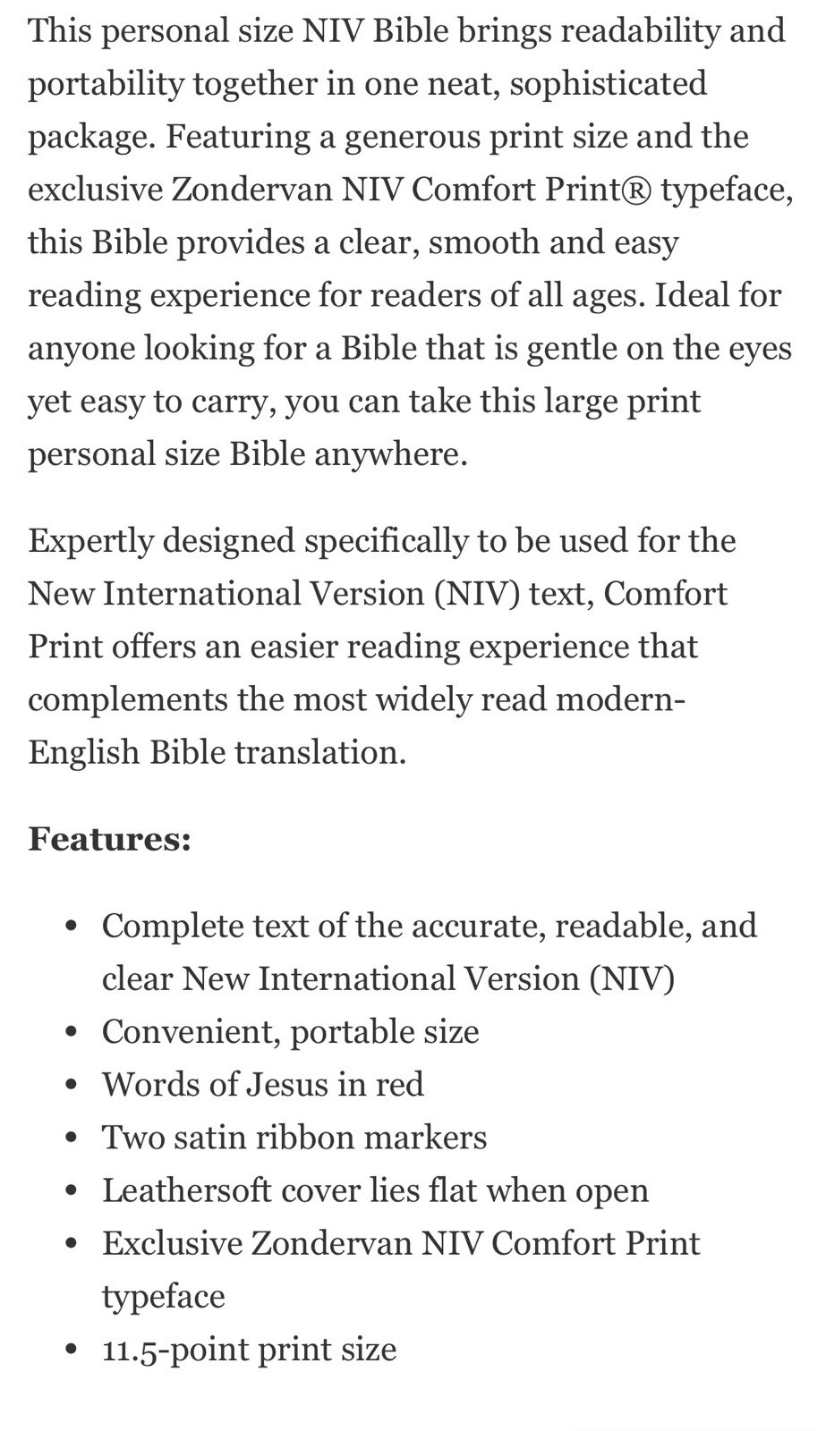MAGNETIC CLOSURE NIV LARGE PRINT(11.5pt) Personal Size Bible Brown Leathersoft