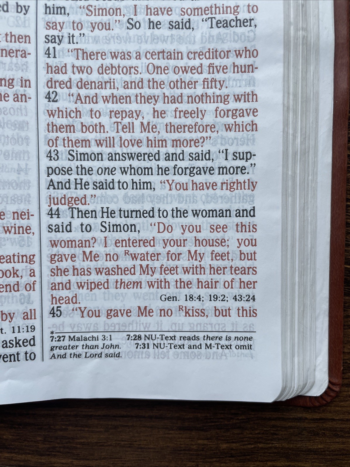 NKJV Holy Bible Super Giant Print Reference Edition Red Letter Leather Worn