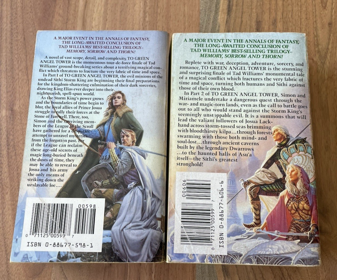 To Green Angel Tower Part 1 & 2 Tad Williams 1st Printing MM PB 1994 DAW Fantasy