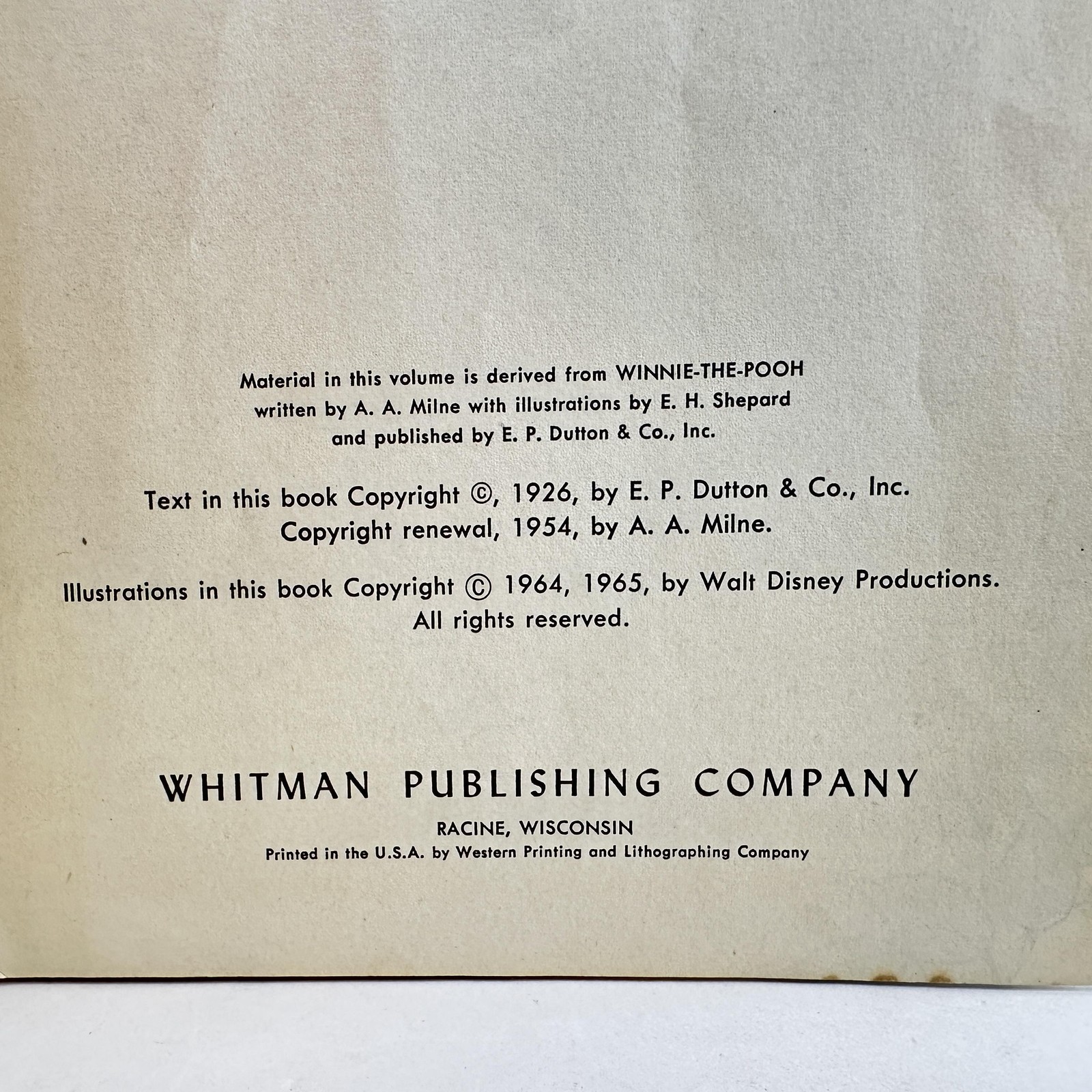 Vintage Whitman Big Tell-a-Tale Winnie-the-Pooh A A Milne 1965 HC Book Disney