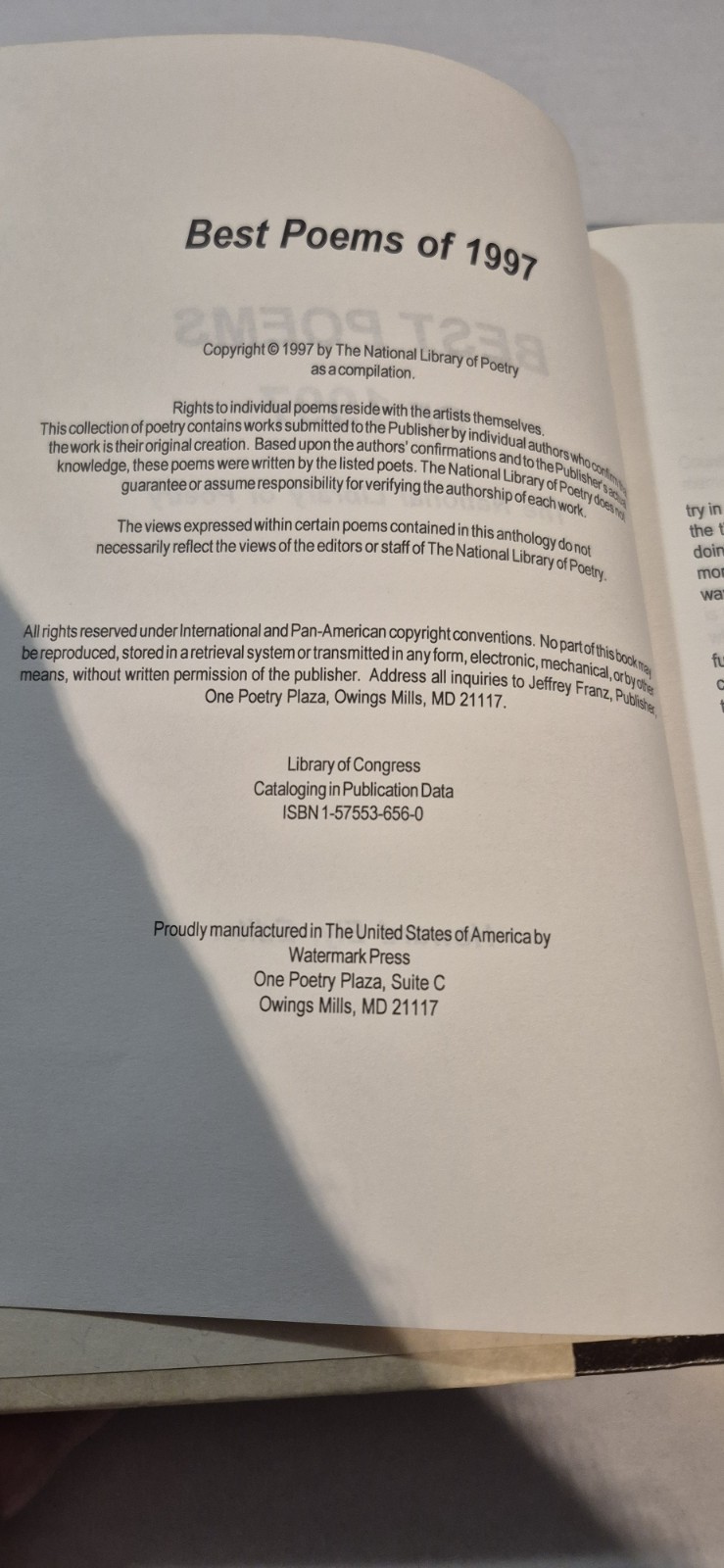 Best Poems of 1997 by The National Library of Poetry