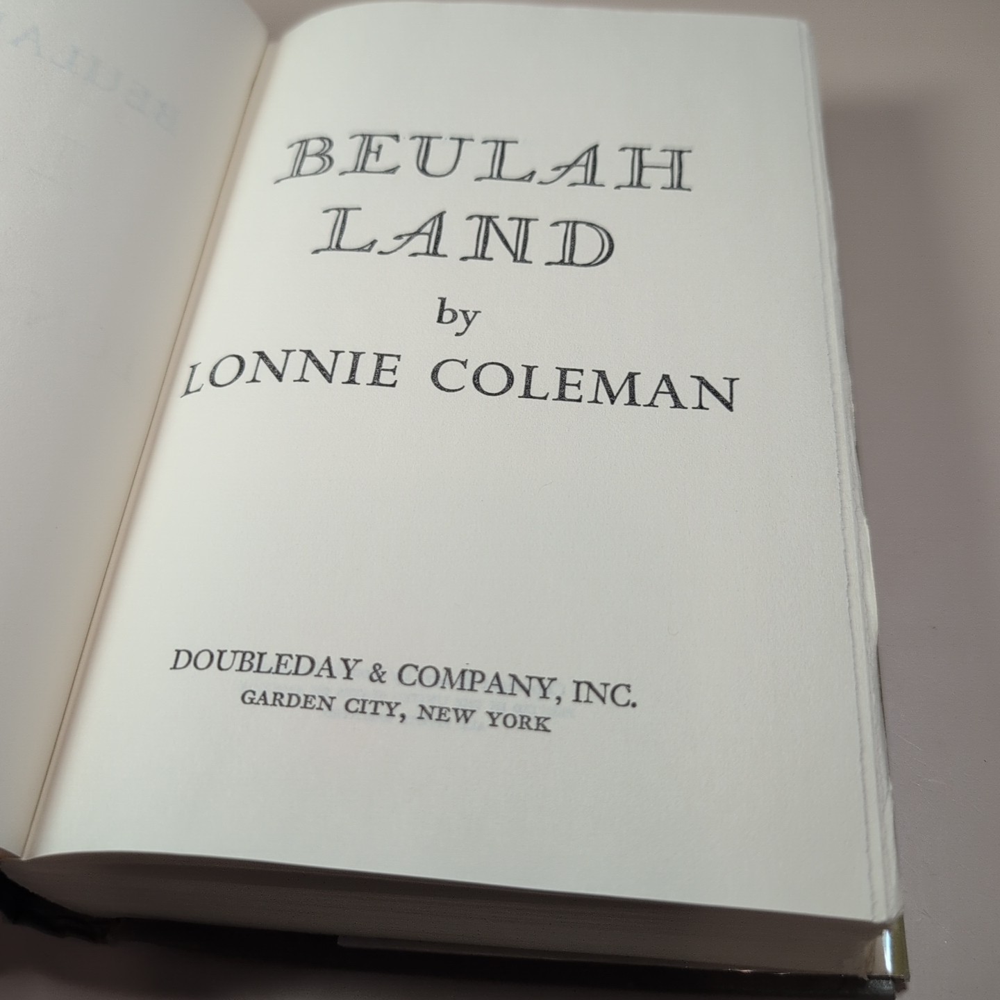 Beulah Land By Lonnie Coleman HCDJ 1973 Book Club Edition With Cover