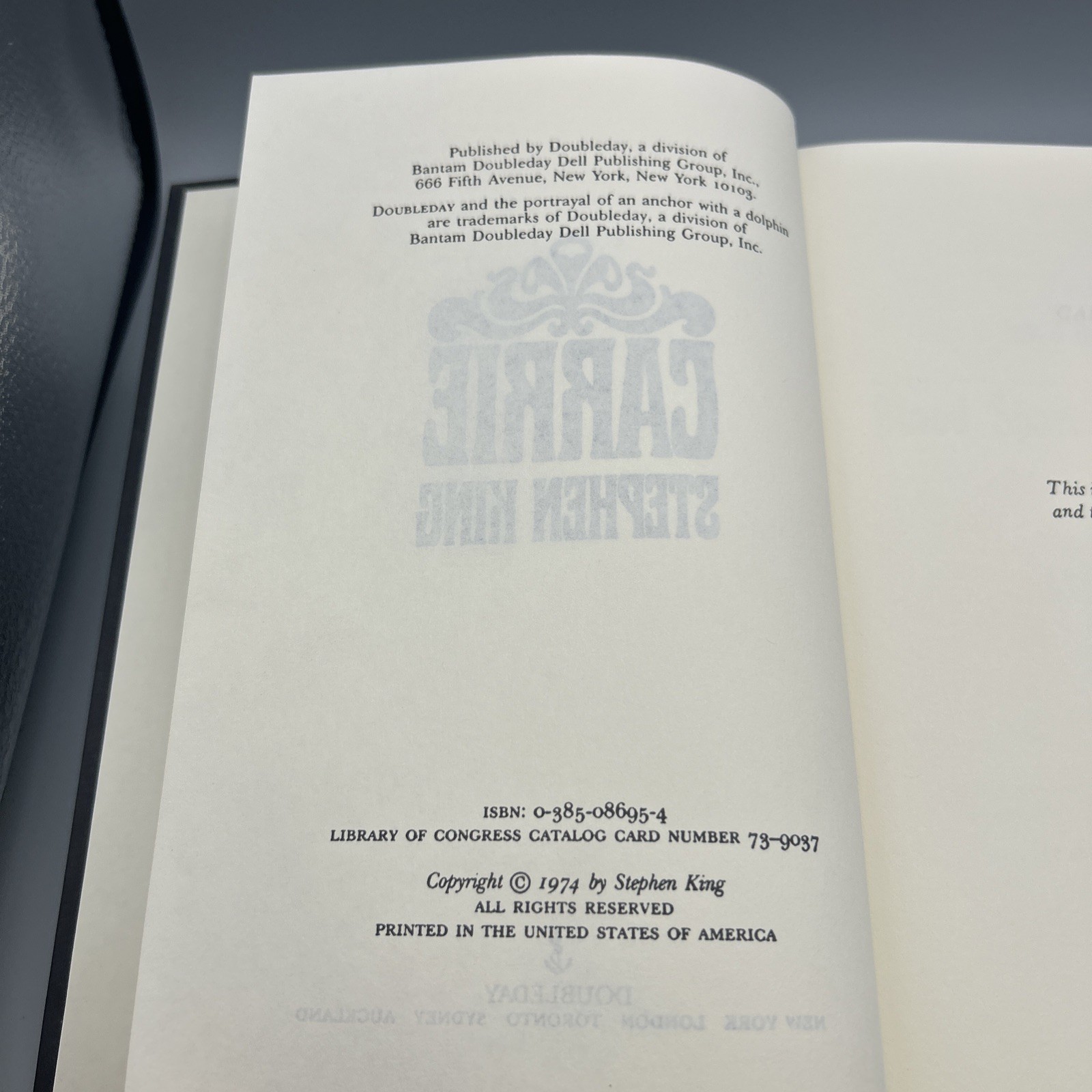 CARRIE by Stephen King First Edition 1974 Doubleday Early Print No Price