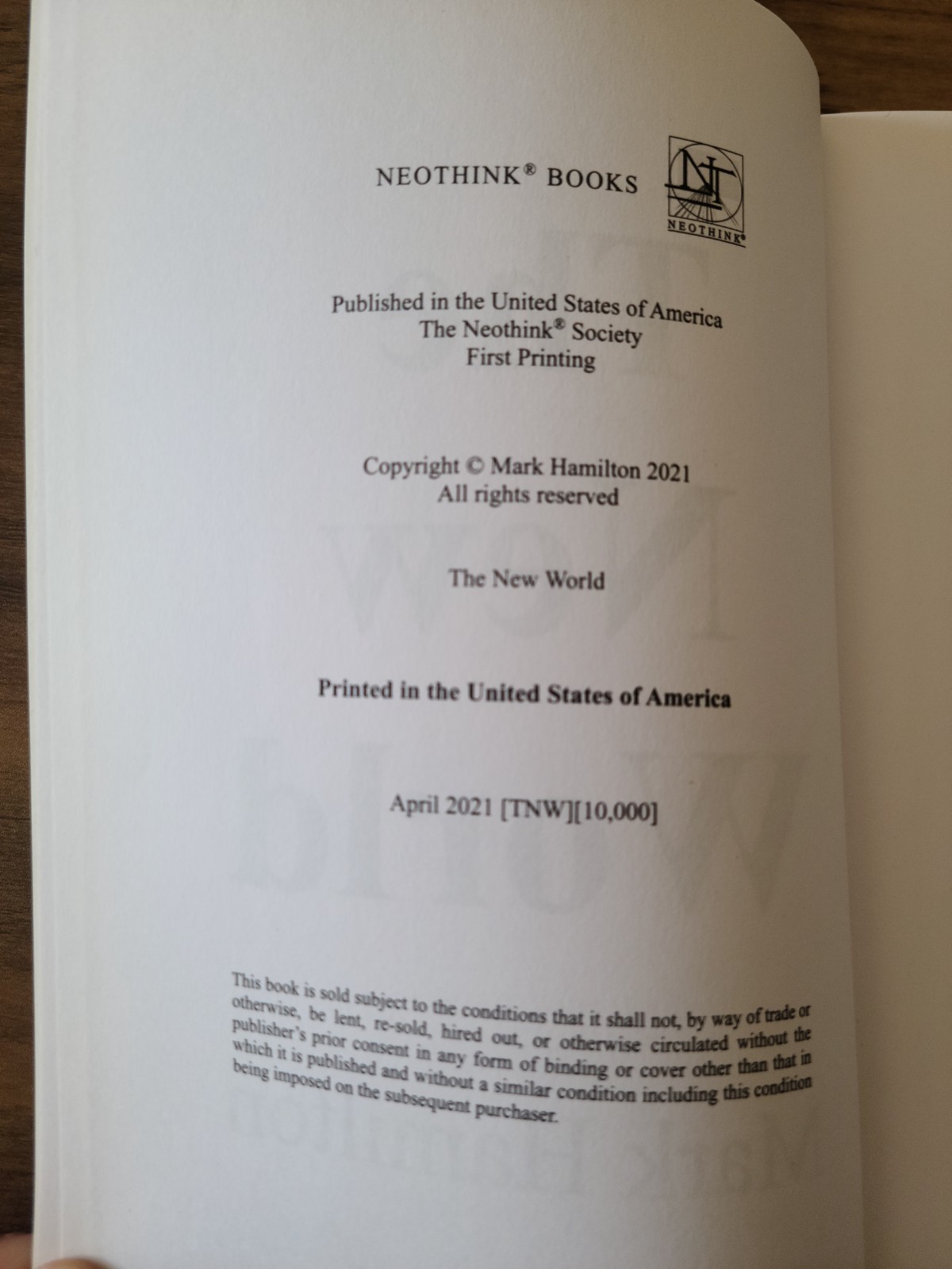 The New World by Mark Hamilton (2021 Neothink Society TPB) 1st Print
