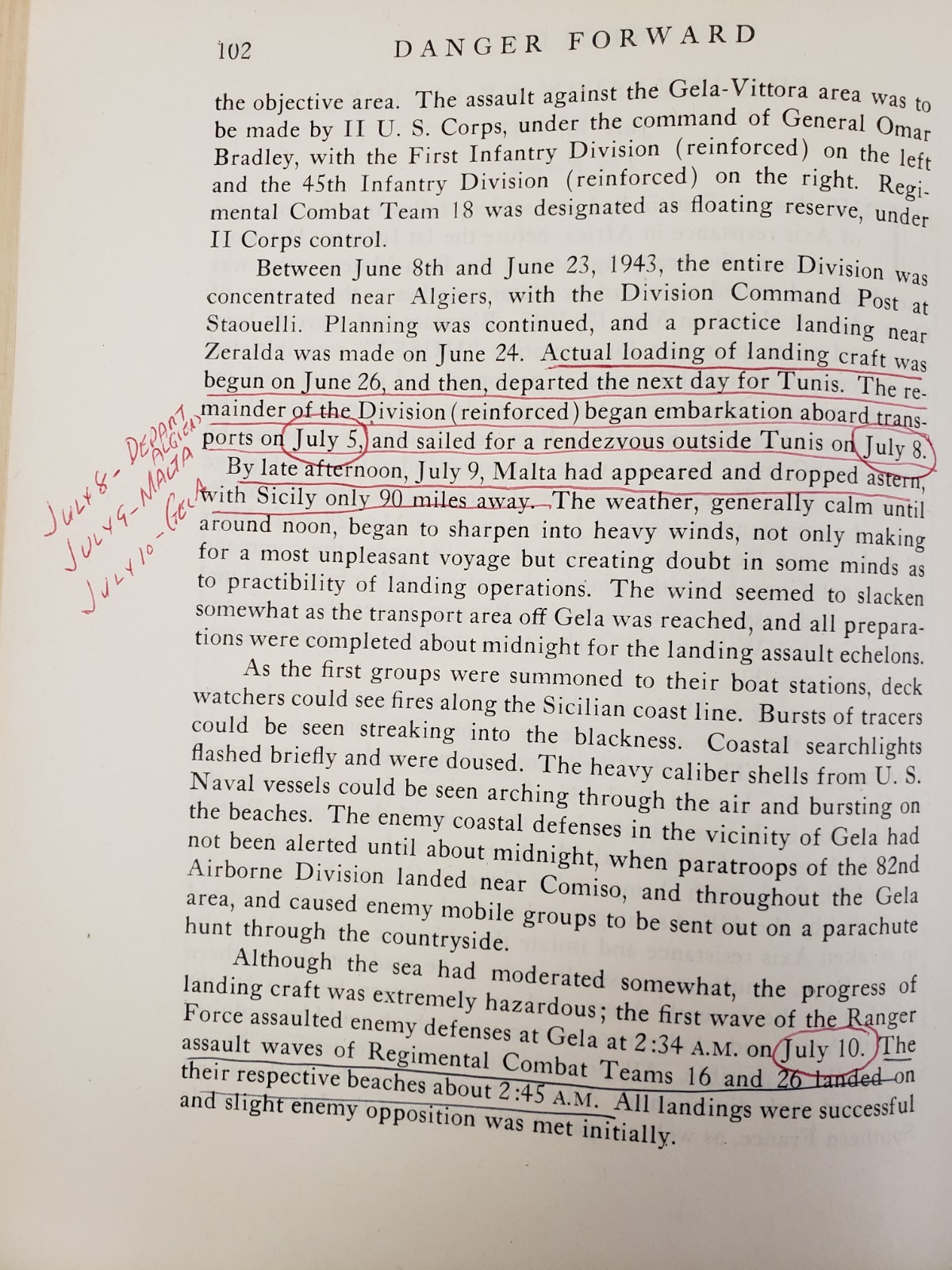 Danger Forward – First Division in World War II – WWII Veteran’s Annotations