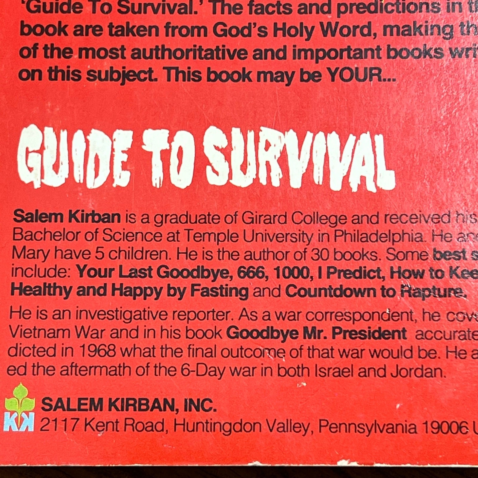 Guide to Survival Salem Kirban Book End Times Christian Prophecy
