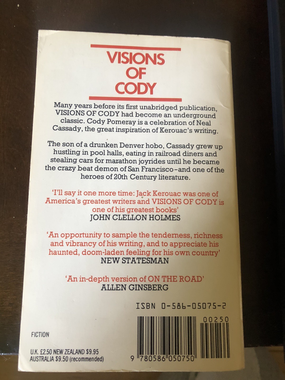 Jack Kerouac Visions of Cody Paperback 1983 UK printing Granada