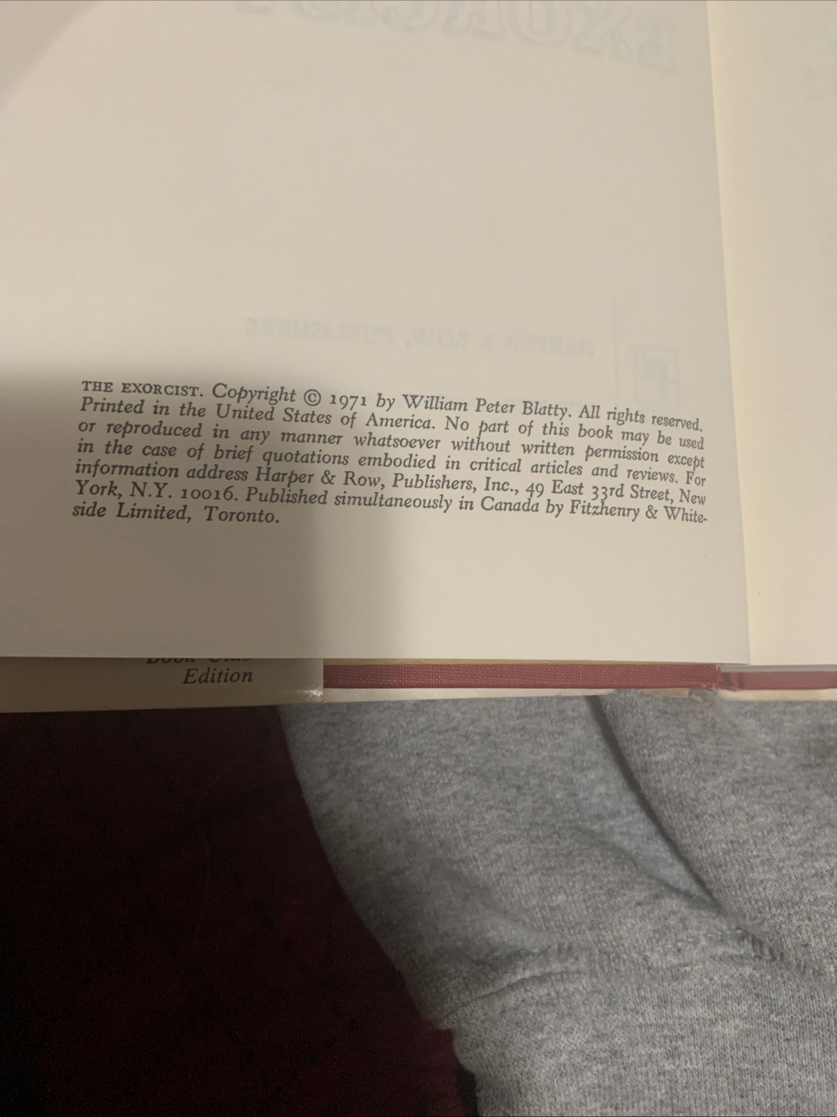 The Exorcist William Peter Blatty 1971 Hardcover Dust Jacket Book Club Edition