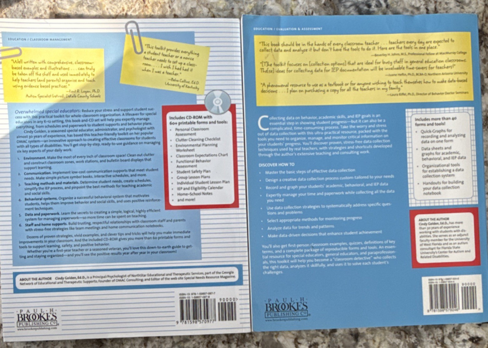 Brookes Publishing, Cindy Golden: Special Educator’s & Data Collection Toolkits…