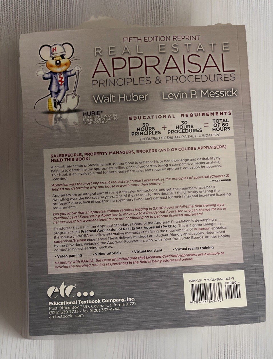 Real Estate Appraisal Principles and Procedures [Paperback] Walt Huber and Levi