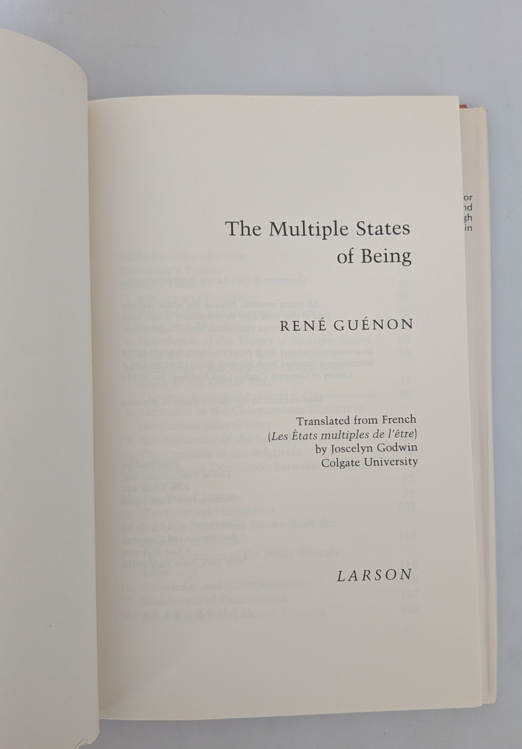 The Multiple States of Being by Rene Guenon (1984, Hardcover)