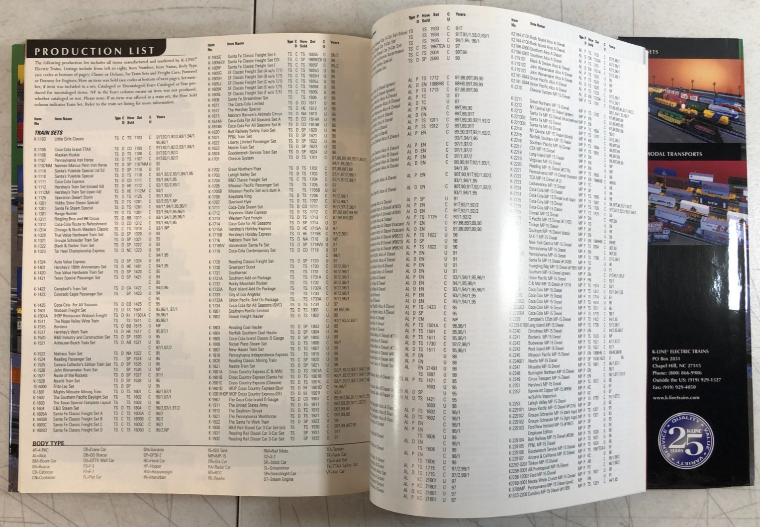 K-LINE Collector’s Guide Volume 1: Trains 1985-1998 by Mondy Lamb (1999) E-108