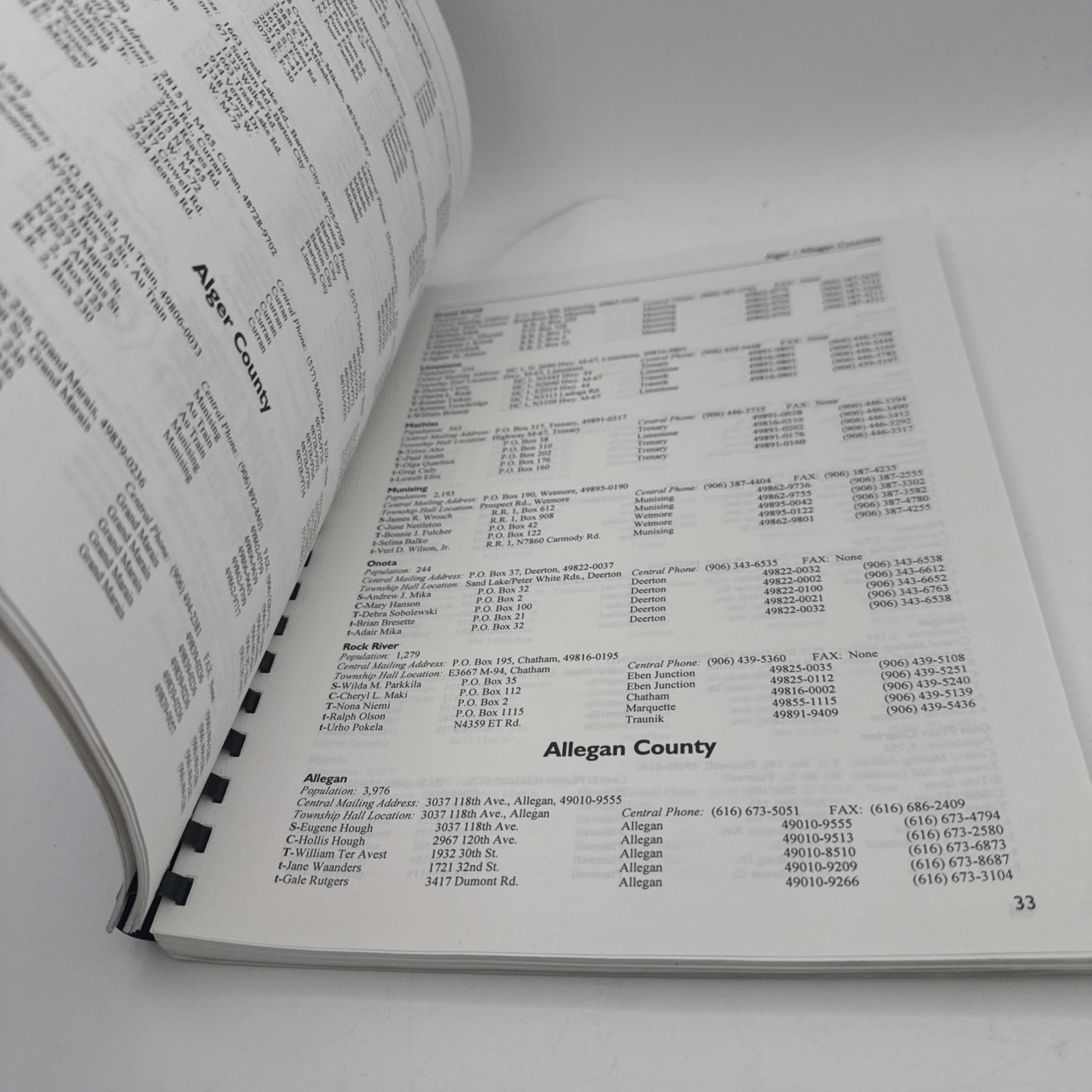 1997 State of Michigan Township Officials Directory spiral Bound Book 232 Pages
