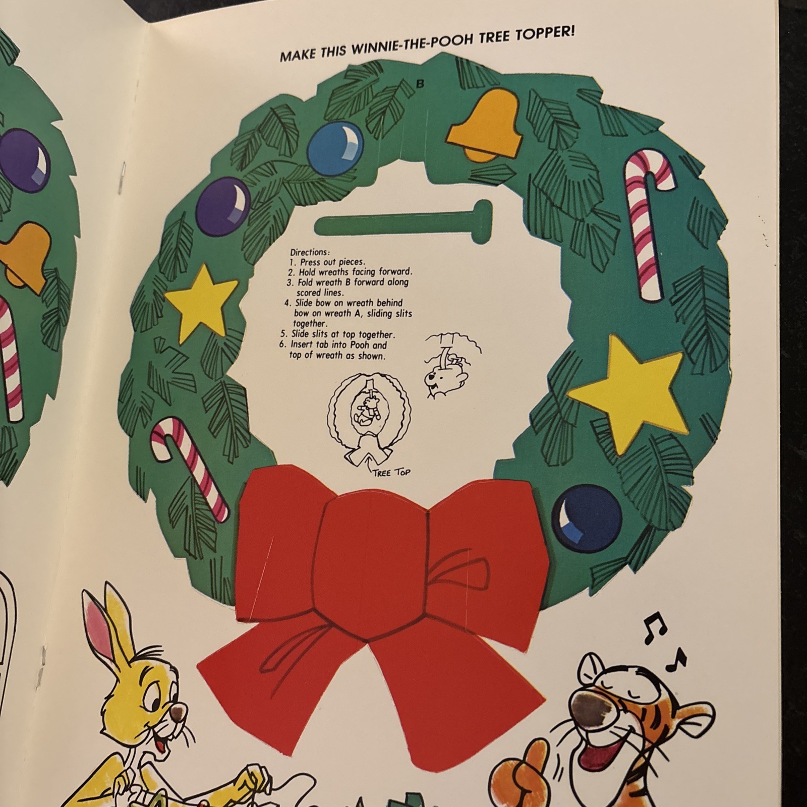 NEW Vintage Christmas Winnie The Pooh Decorate A Tree Press Out Ornaments 1980