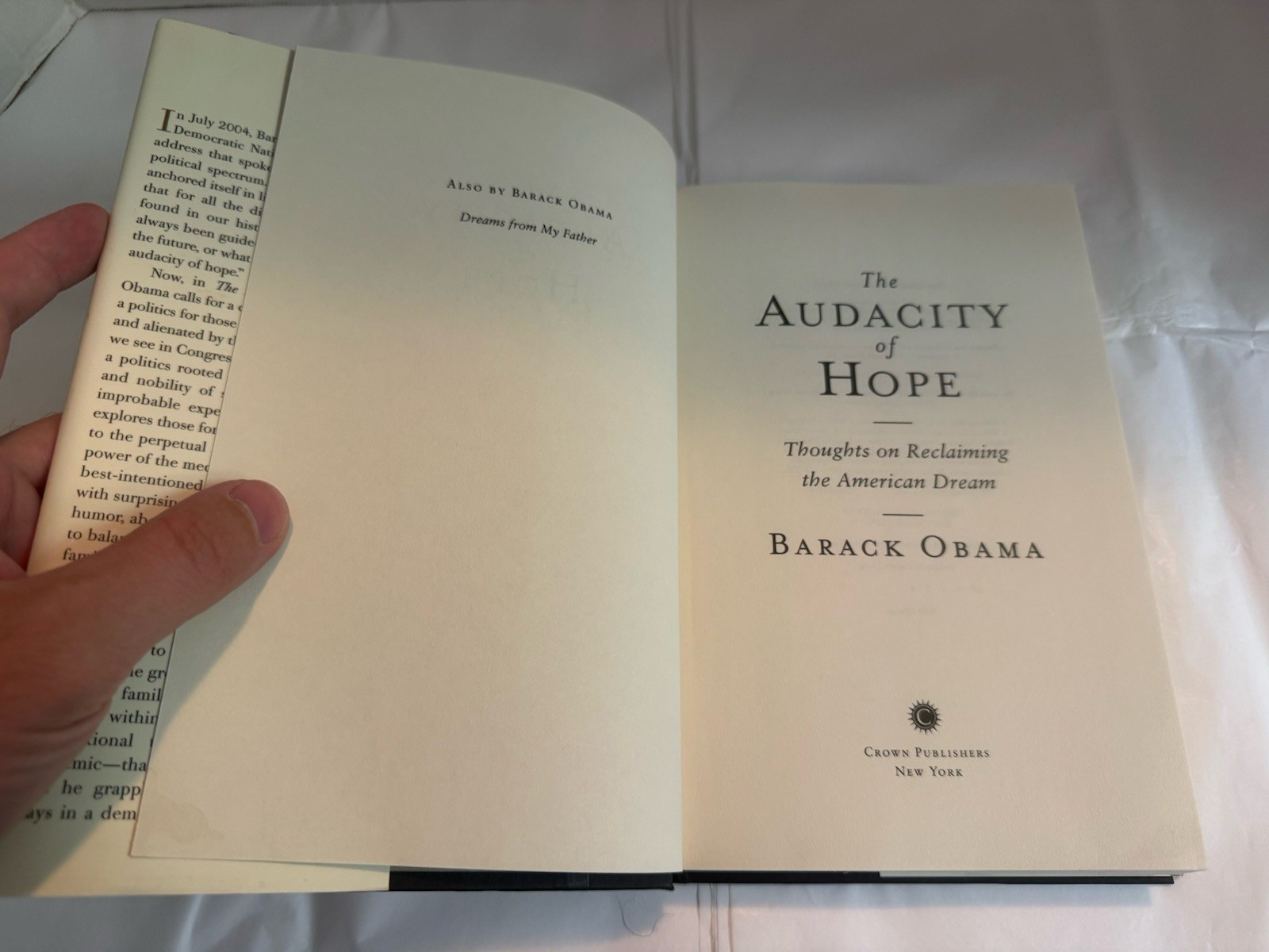 The Audacity of Hope, Barack Obama FIRST EDITION 2006 US POLITICS/PRESIDENT VG