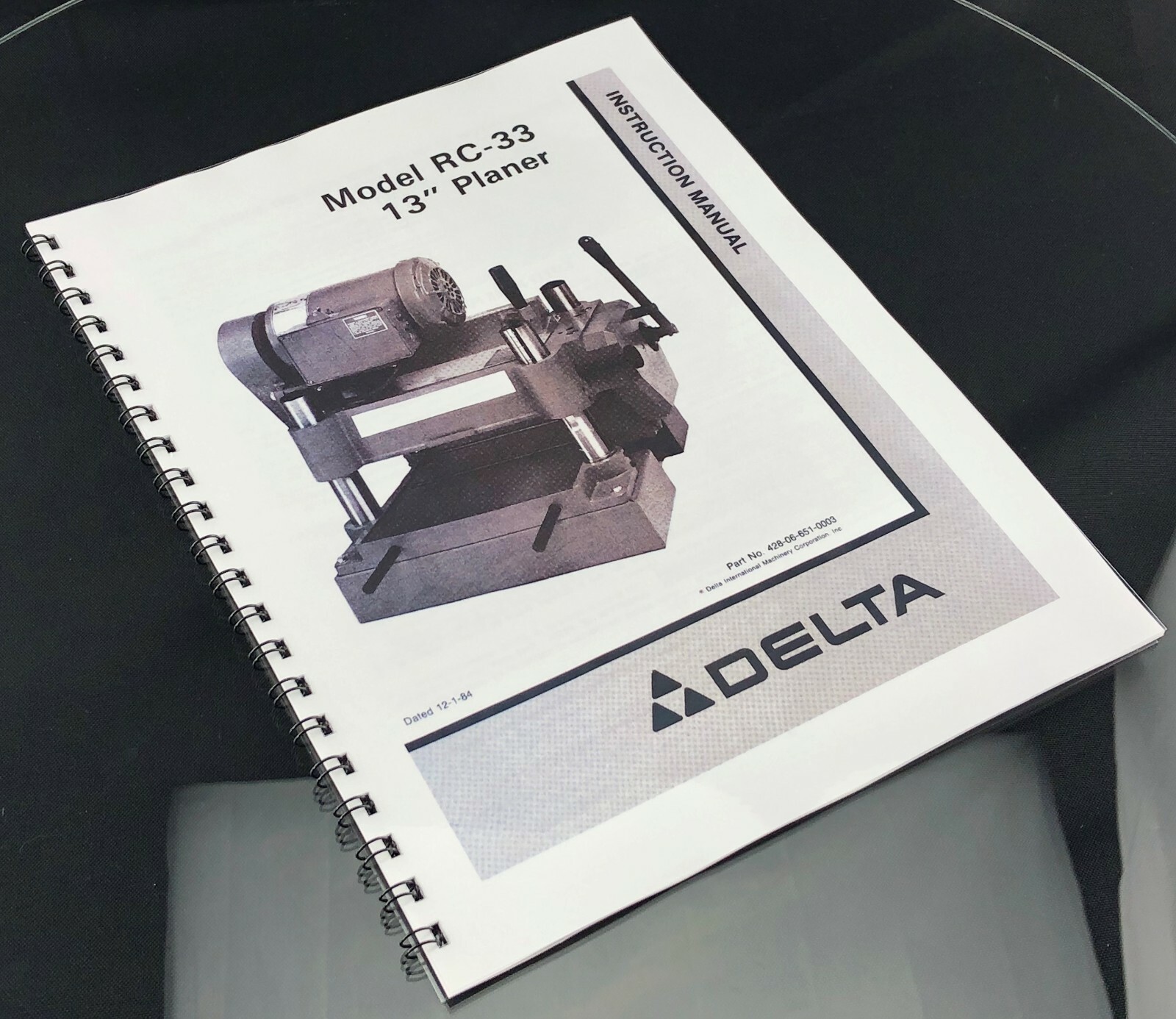 Delta 22-650 RC-33 Instruction Manual User Guide For 13″ Planer Coil Bound