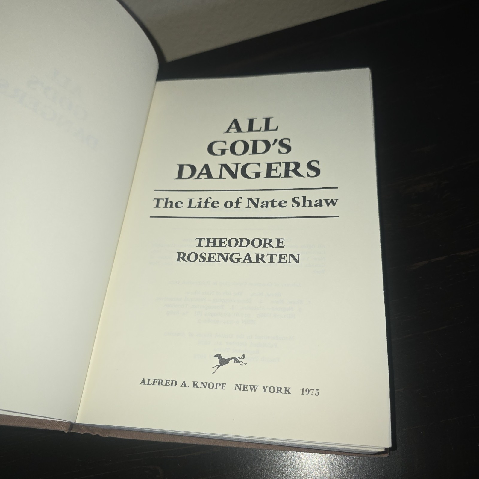 Alfred A. Knopf All God’s Dangers Theodore Rosengarten Hardcover 1975