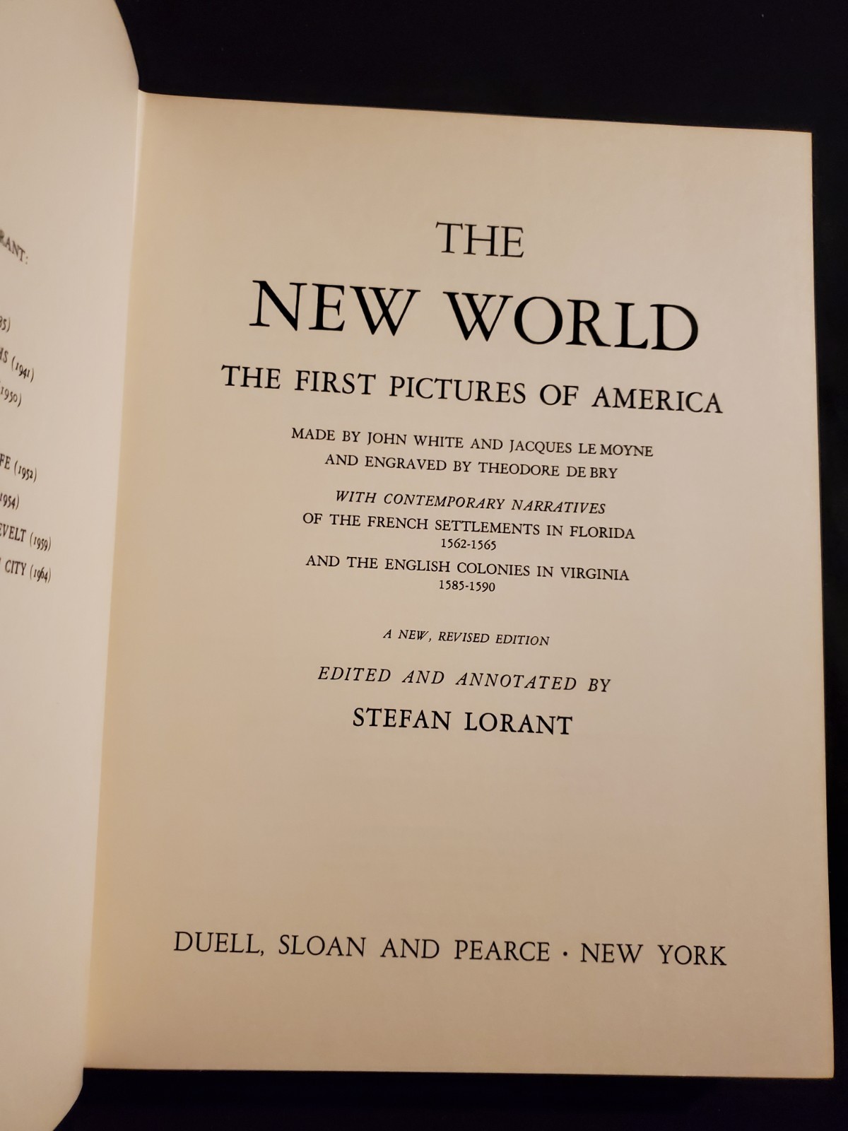 The New World-Stefan Lorant Hardback w/Dustjacket 1965 1st Revised Ed.
