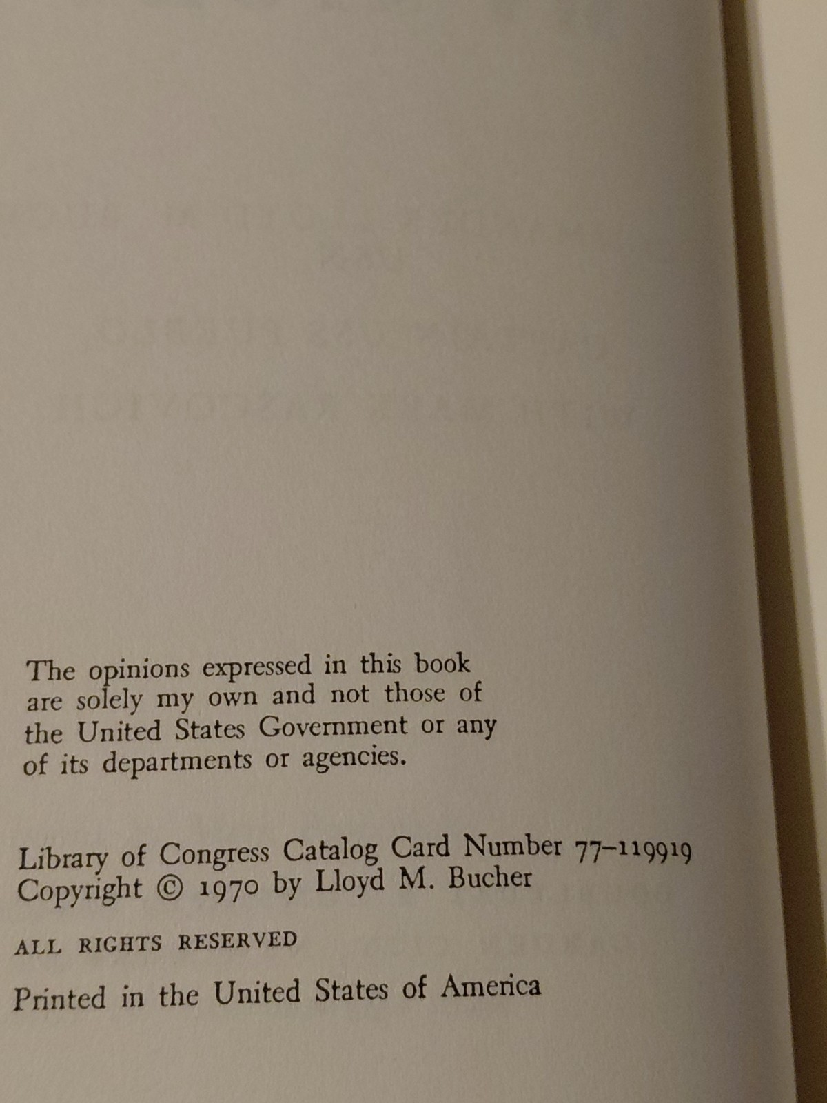 Bucher My Story Captain of USS Pueblo by Rascovich HCDJ 1970
