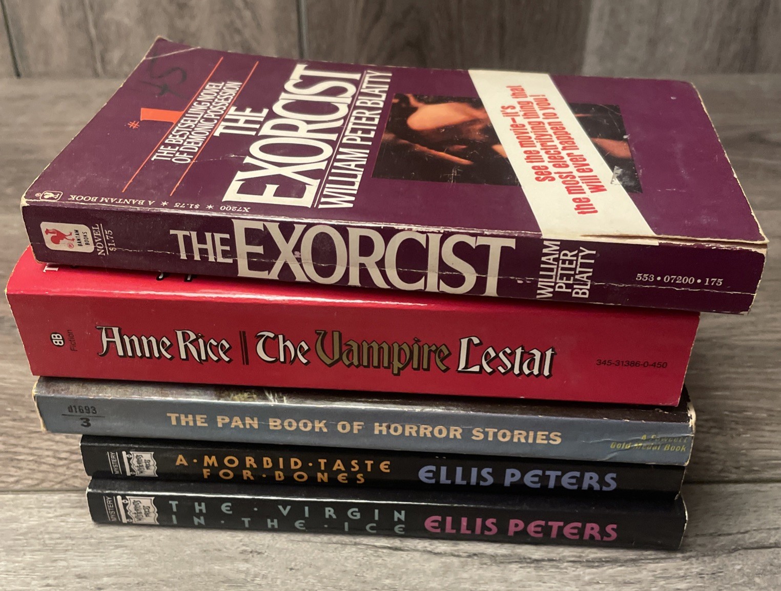 Vintage Horror & Mystery Book Lot (5) – Anne Rice, Exorcist, Ellis Peters