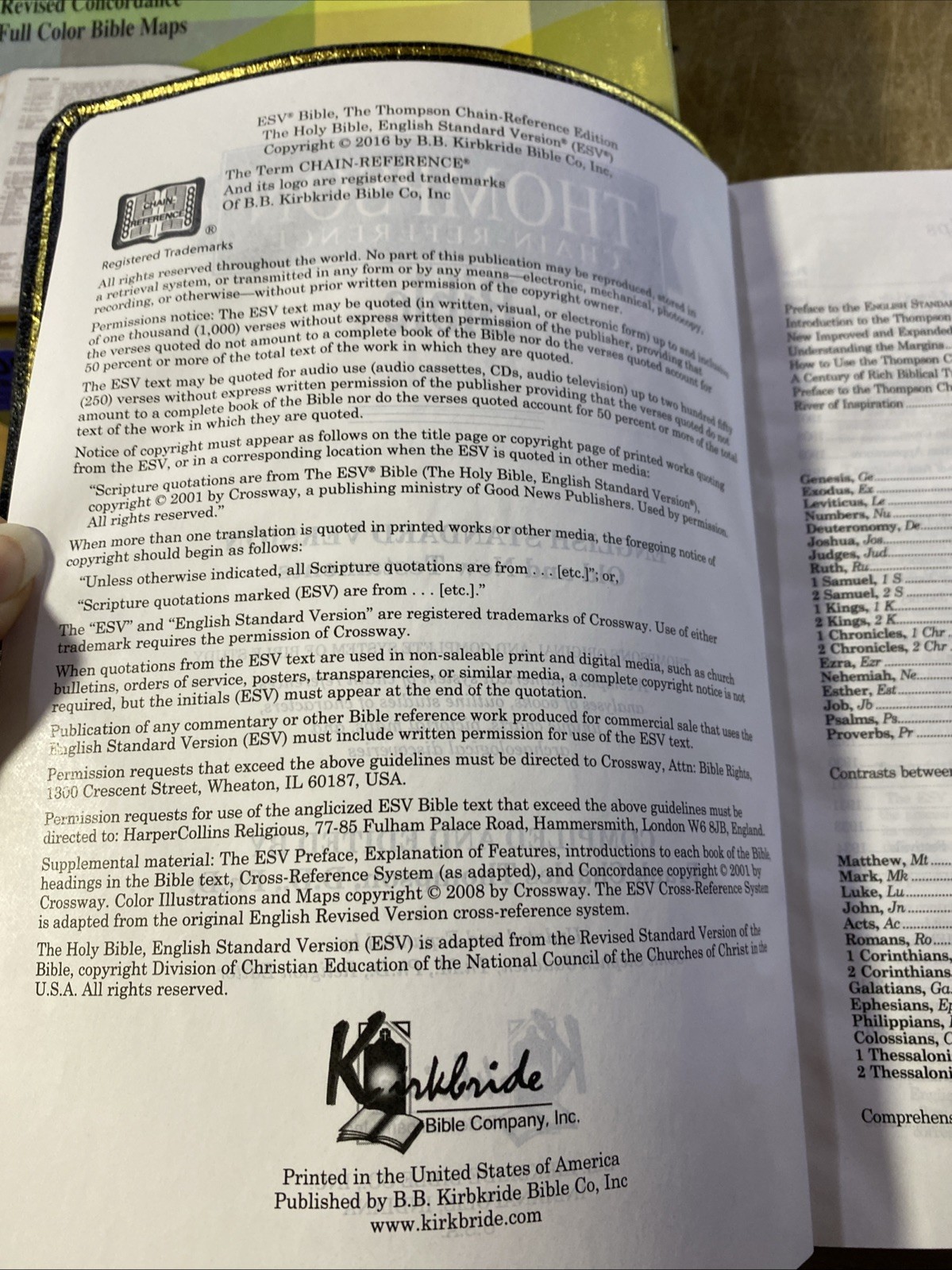 Rare 2016 Kirkbride Thompson Chain-Reference Bible ESV Black Genuine Leather USA