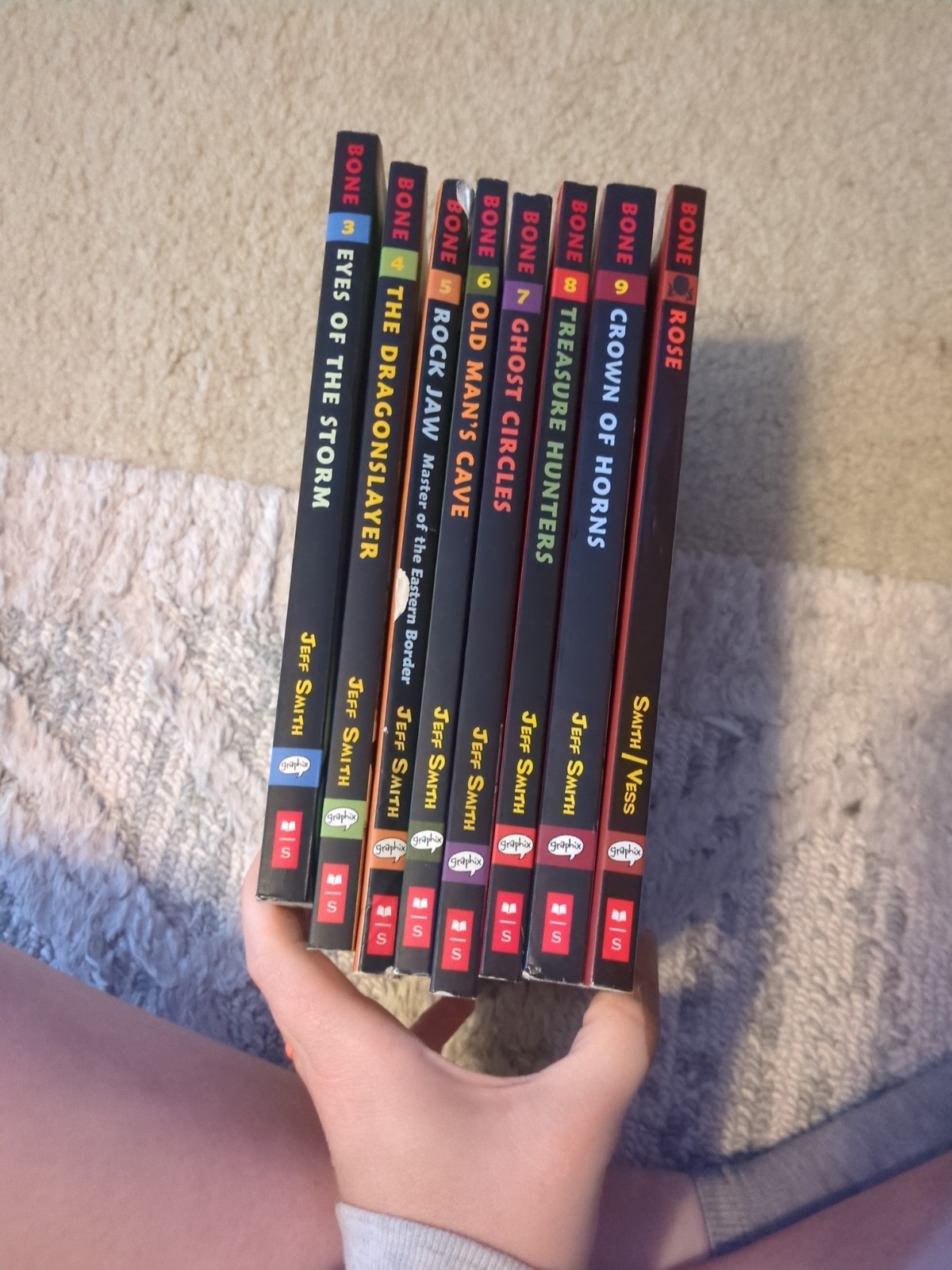 Lot 8 Bone Graphic Novels: Books 3-9 + Rose VG Cnd Jeff Smith