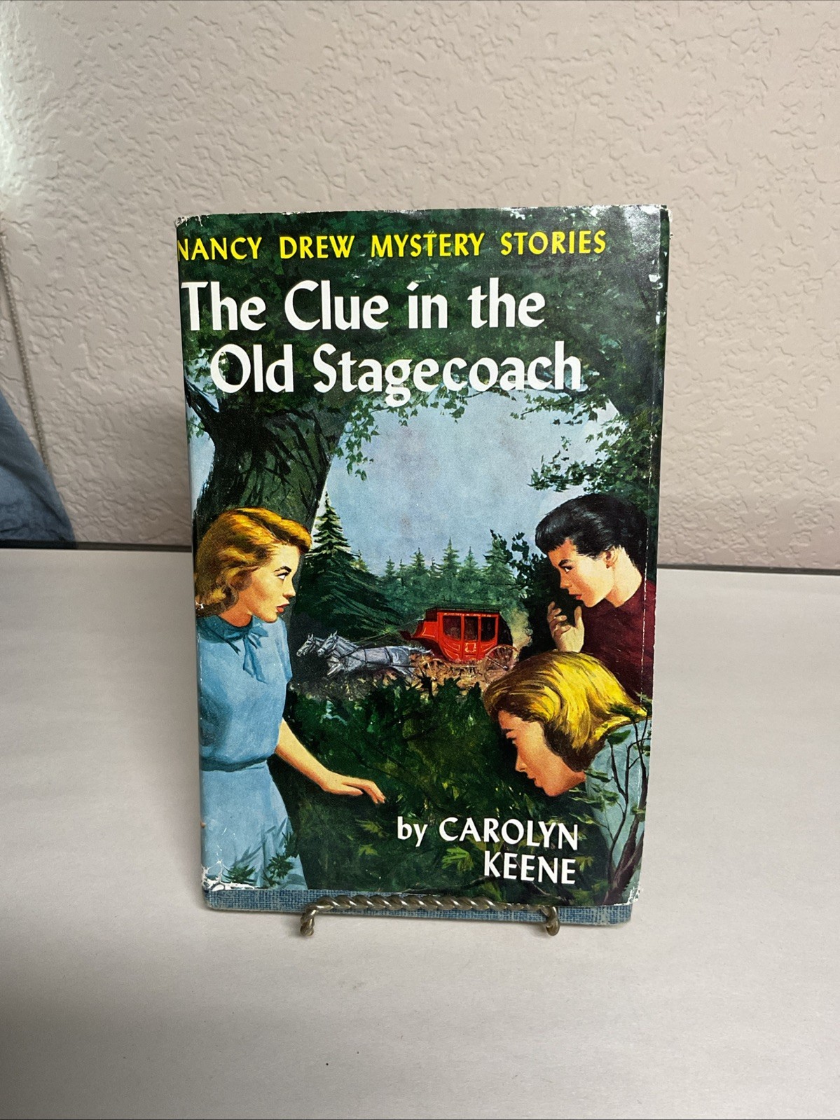Nancy Drew Book #37 The Clue In The Old Stagecoach Tweed With DJ 1960 RT