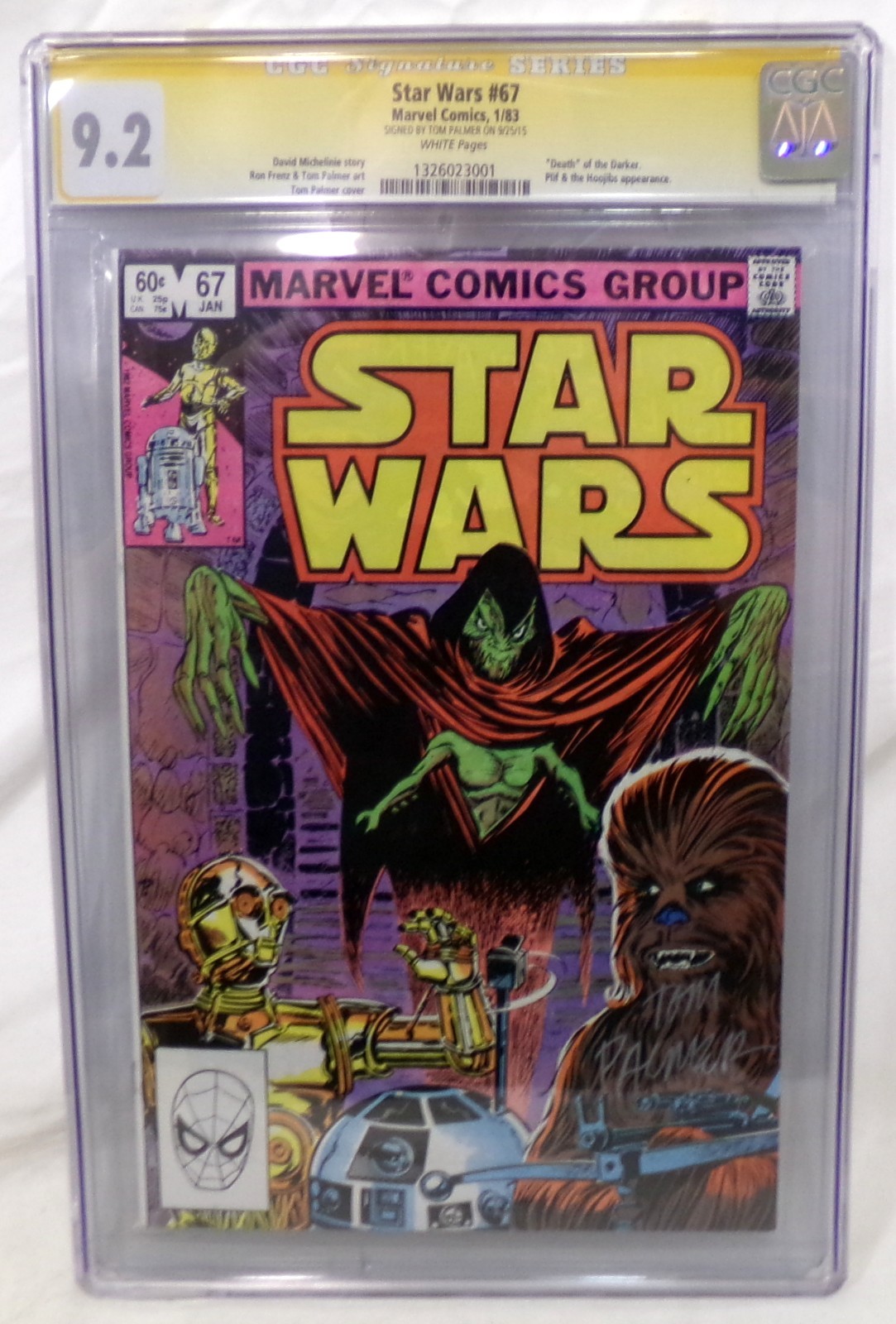 Marvel Comics 1983 Star Wars #67 White Pages Signed By Tom Palmer CGC 9.2 Book