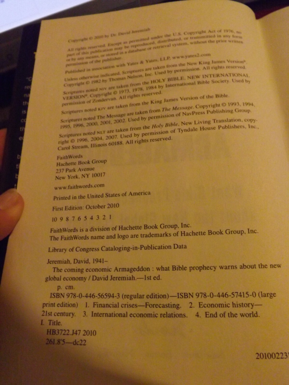 The Coming Economic Armageddon HB/DJ by Dr David Jeremiah