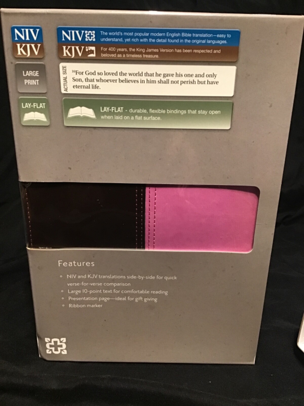 NIV & KJV Side-By-Side Bible Large Print Orchid/Chocolate Italian Duo-Tone