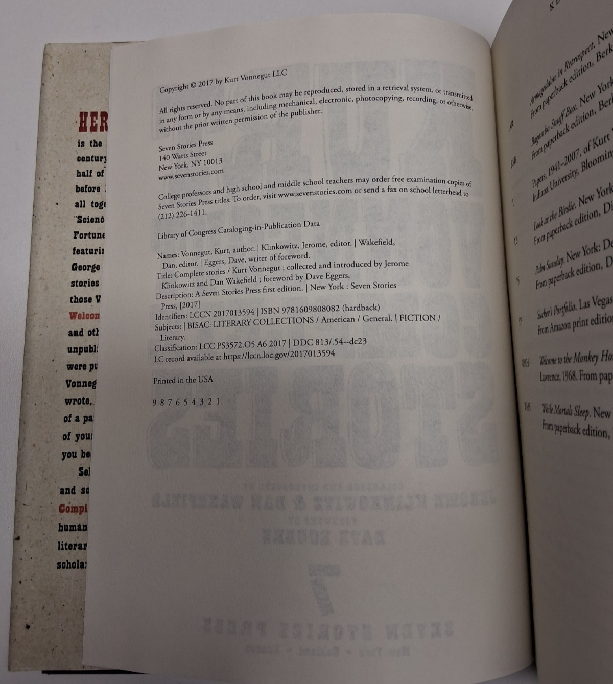 Kurt Vonnegut Complete Stories, Jerome Klinkowitz Hardcover 2017