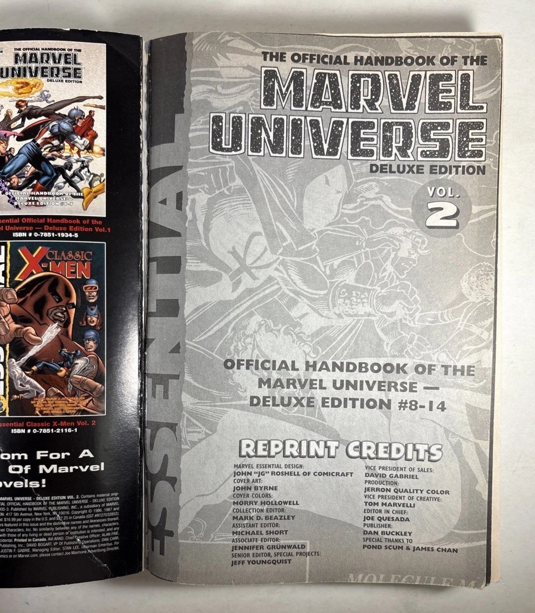 The Official Handbook of the Marvel Universe Deluxe Edition Vol 1 & 2, PBs