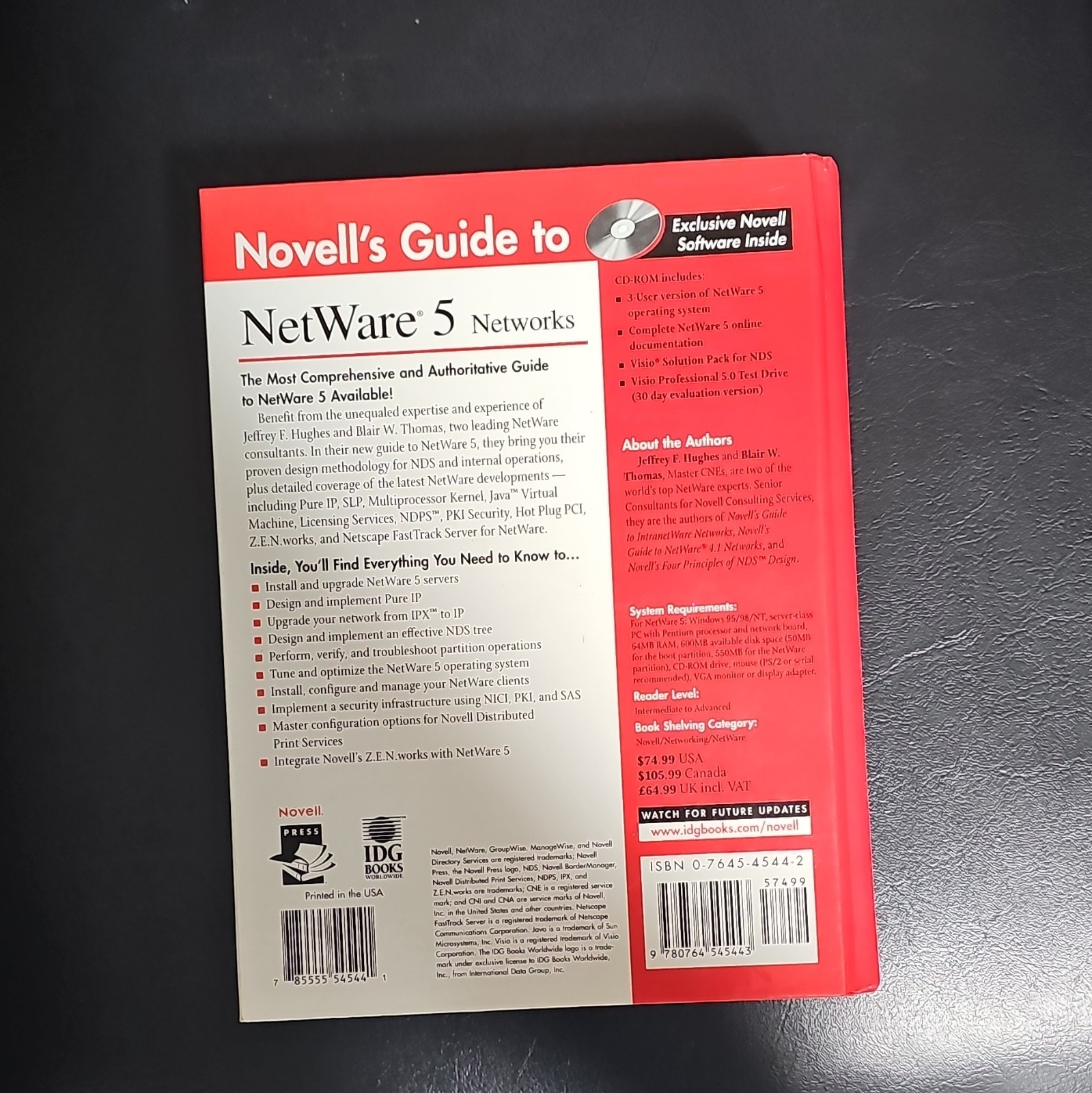 Novell’s Guide to NetWare 5 Networks Hardcover + CD-ROM Hughes Thomas