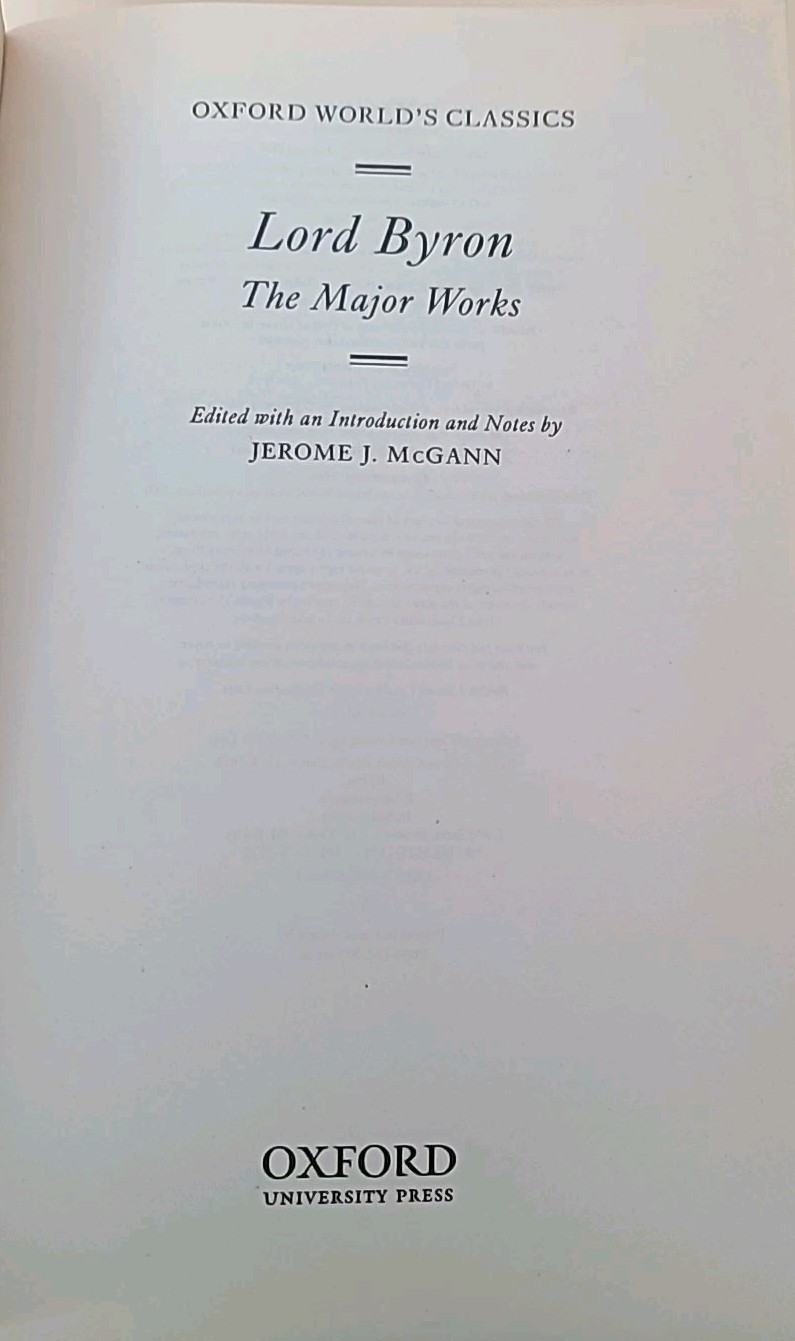 Lord Byron : The Major Works by George Gordon Lord Byron (2000, Uk-Trade Paper)