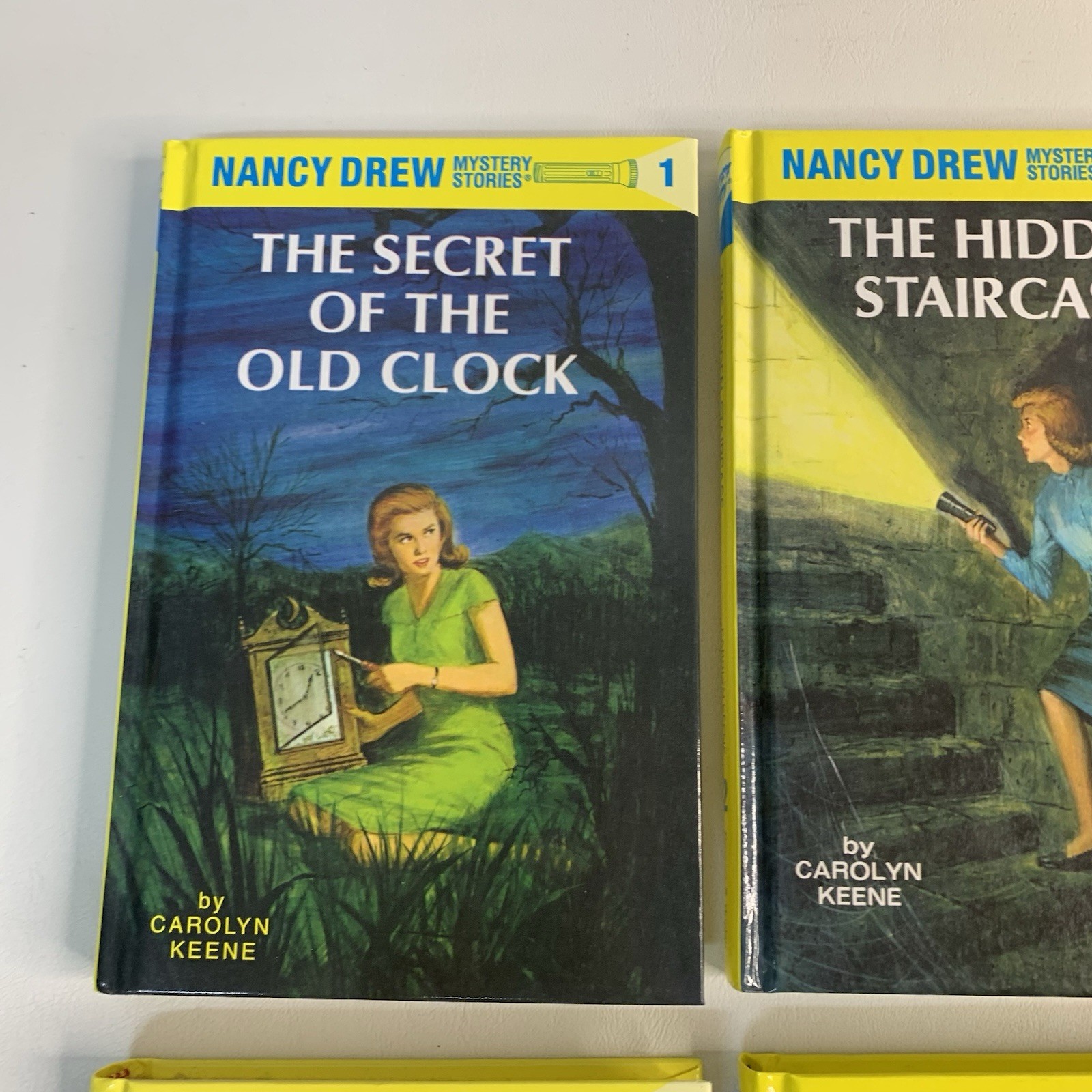 Lot of 13 Nancy Drew Books Flashlight Yellow Spine HC Books 1- 10, 20, 34 & 48
