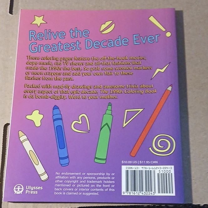 Ulysses Press 1990s Coloring Book Paperback 1990s Popular Culture Trivia